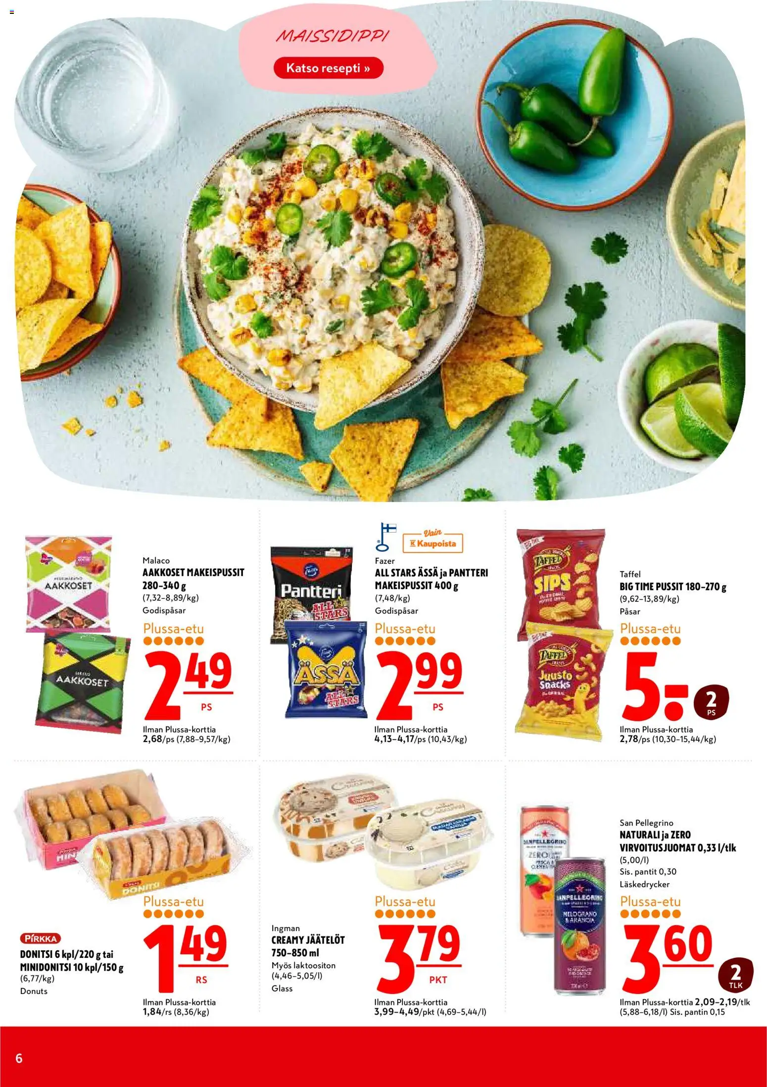 K-Citymarket tarjoukset – voimassa 09/07/2026 alkaen | Sivu: 6 | Tuotteet: Makeispussit, Virvoitusjuomat, Juusto