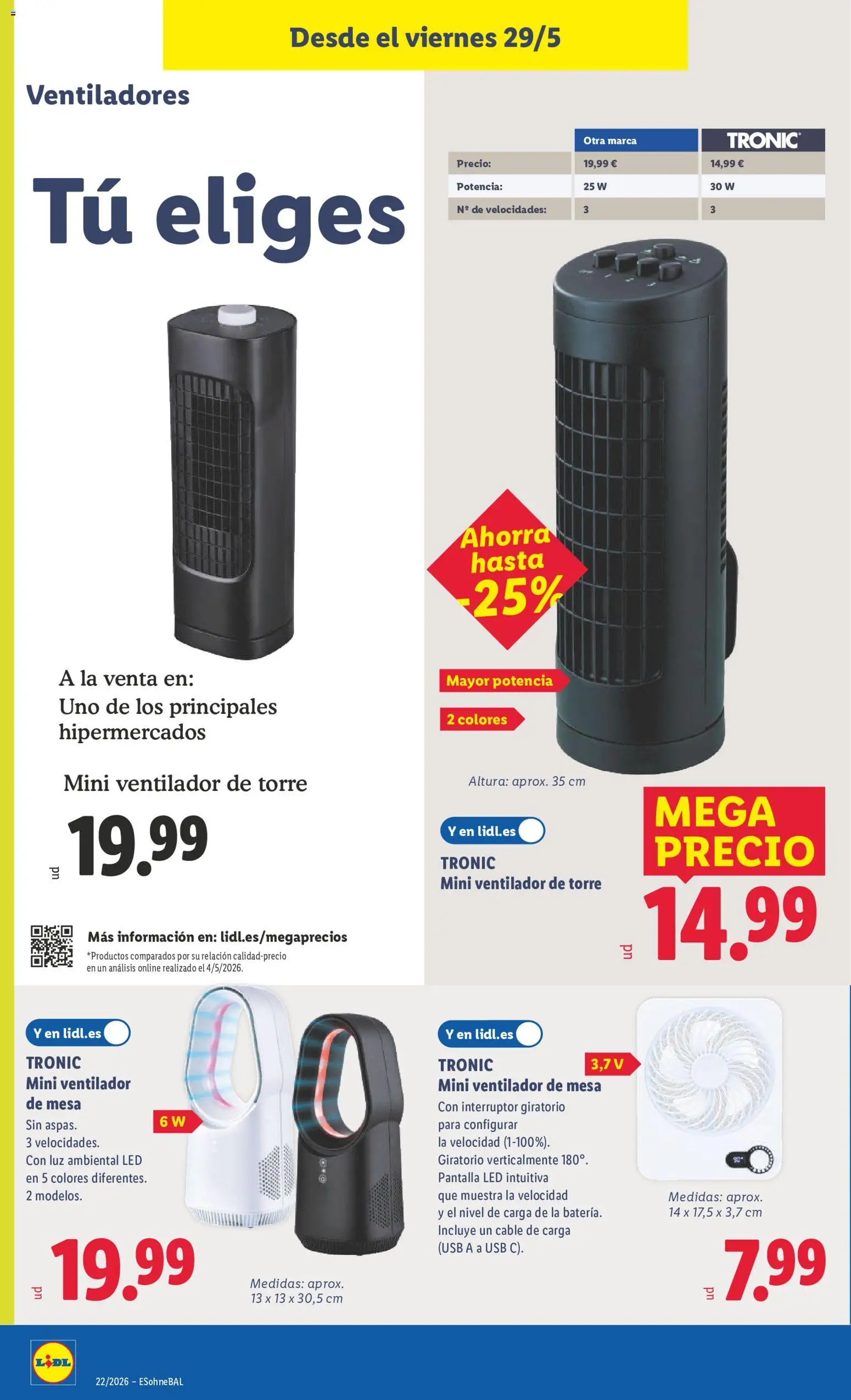 Lidl folleto de bazar │ válido desde el 25.05.2026 | Página: 20 | Productos: Cable, USB, Ventilador, Mesa