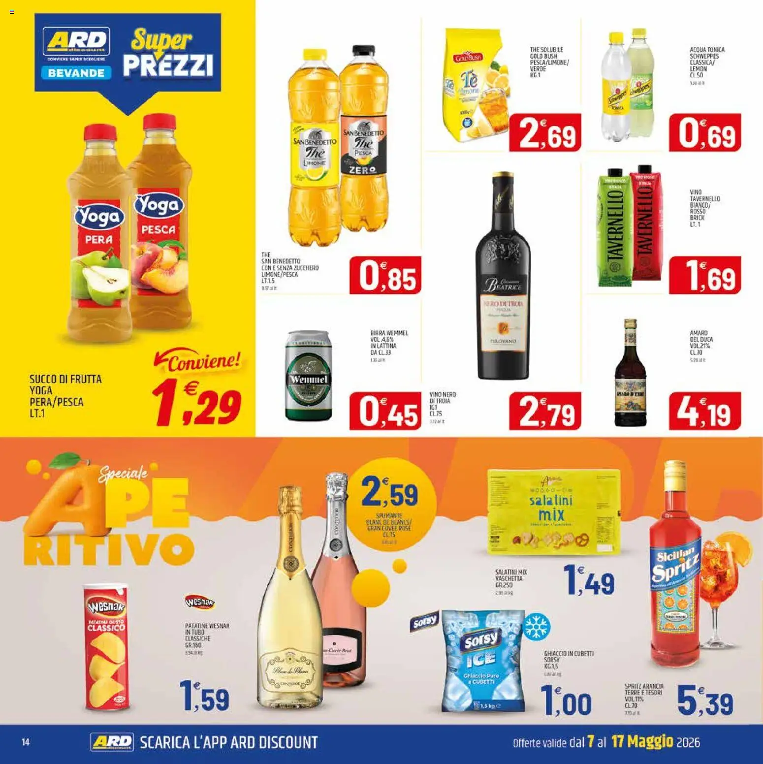 Volantino ARD Discount del 07.05.2026 | Pagina: 14 | Prodotti: Patatine, Frutta, The, Arancia