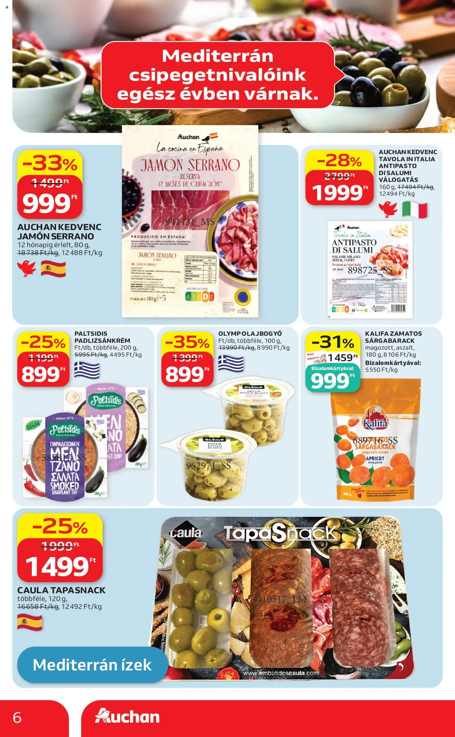 Auchan akciós ujság - amely érvényes a következő dátumtól: 07.05.2026 | Oldal: 6 | Termékek: Sárgabarack, Padlizsánkrém