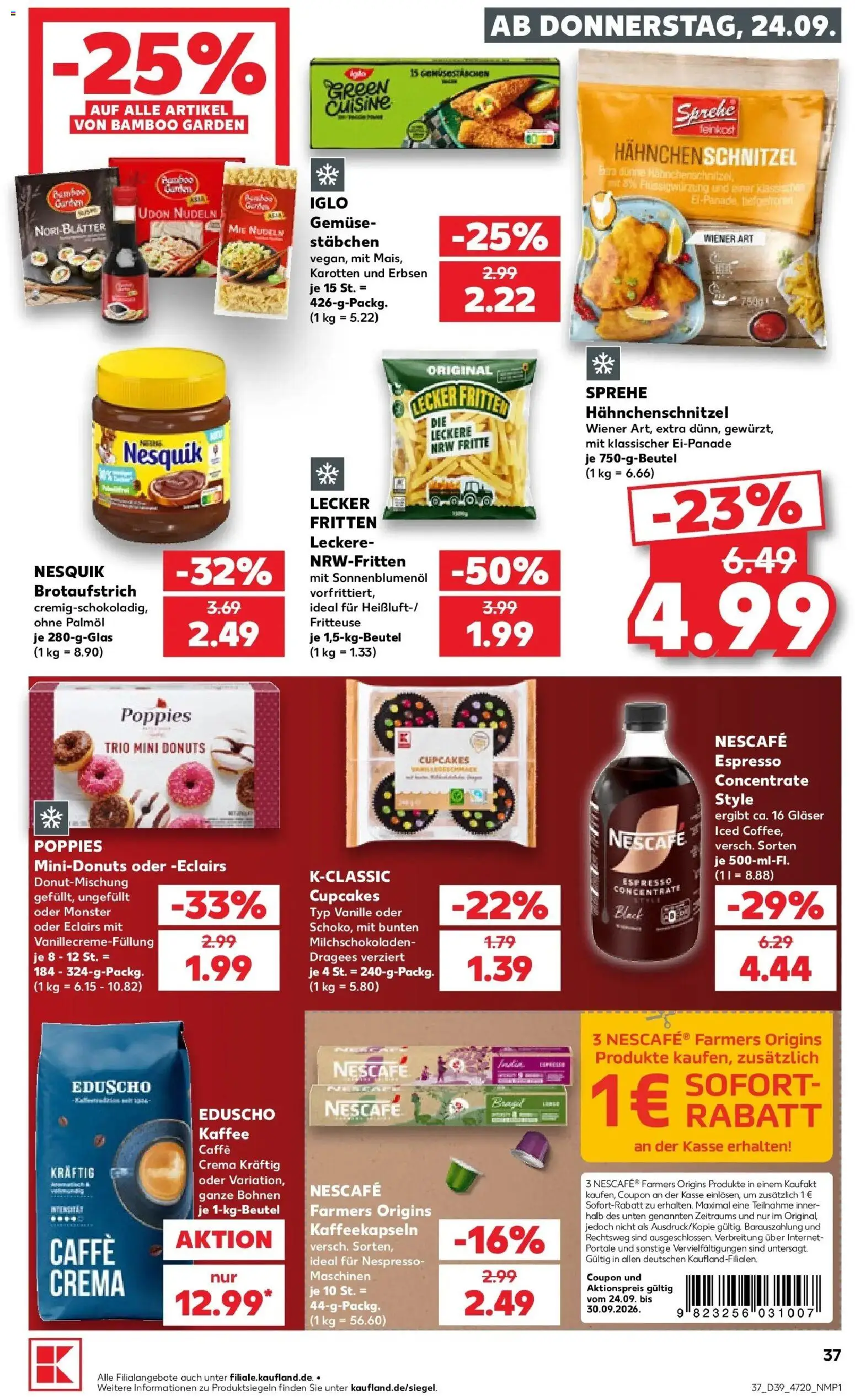 Prospekt Kaufland ab 21.09.2026 » Angebote Online zum Blättern | Seite: 49 | Produkte: Donuts, Vanille, Nudeln, Erbsen