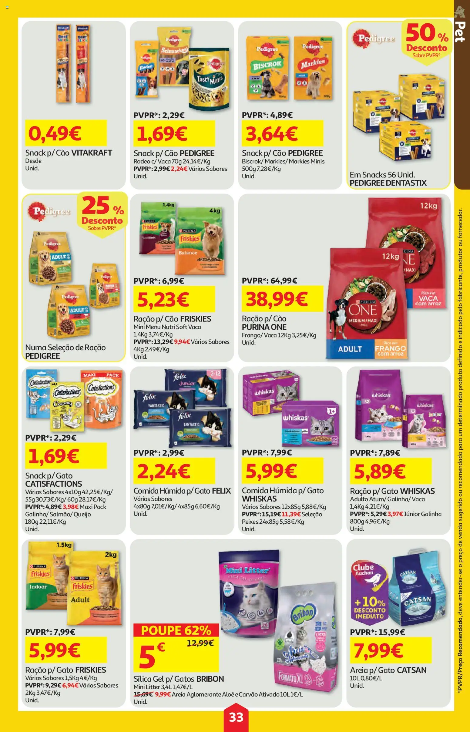 Auchan folheto │ válido de 18.06.2026 | Página: 33 | Produtos: Purina one, Areia, Frango, Queijo