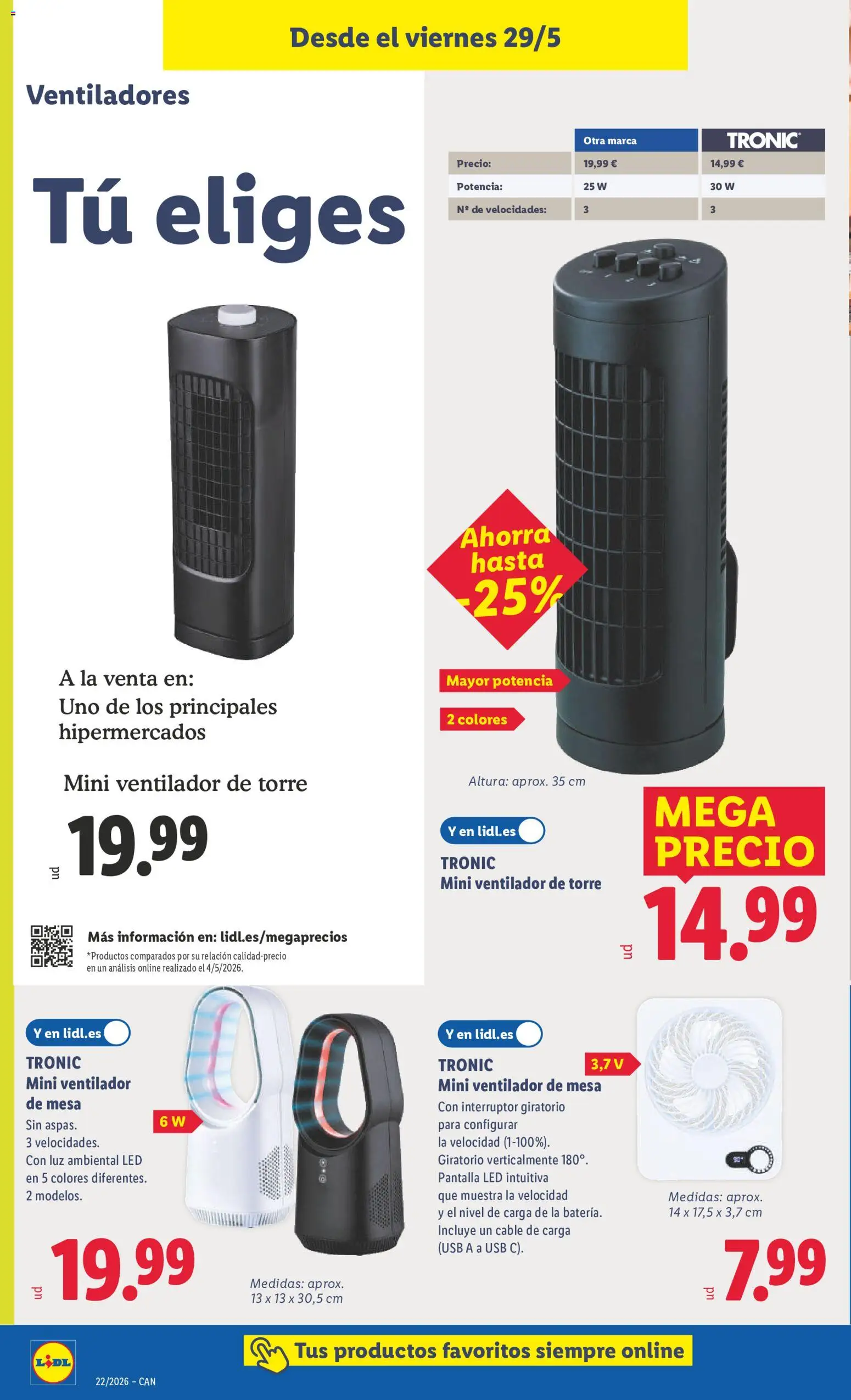 Lidl folleto de bazar │ válido desde el 25.05.2026 | Página: 20 | Productos: Cable, USB, Ventilador, Mesa