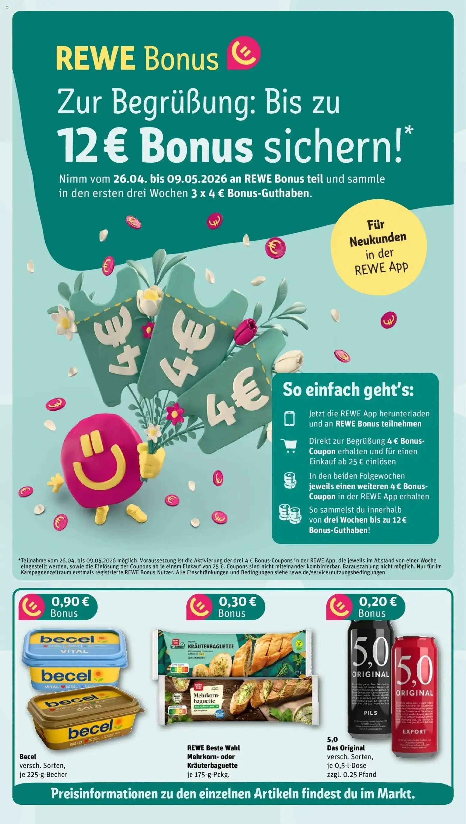 Rewe Prospekt Singen	 – gültig ab 27.04.2026 | Seite: 3 | Produkte: Becel, Pils, Baguette, Kräuterbutter