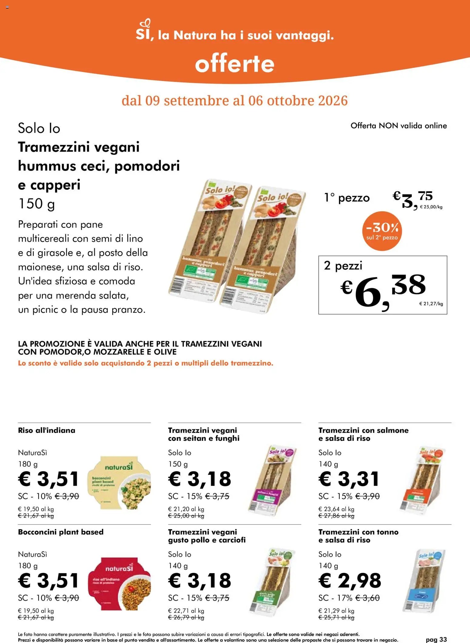 Volantino Natura Sì del 09/09/2026 | Pagina: 33 | Prodotti: Riso, Carciofi, Tonno, Seitan
