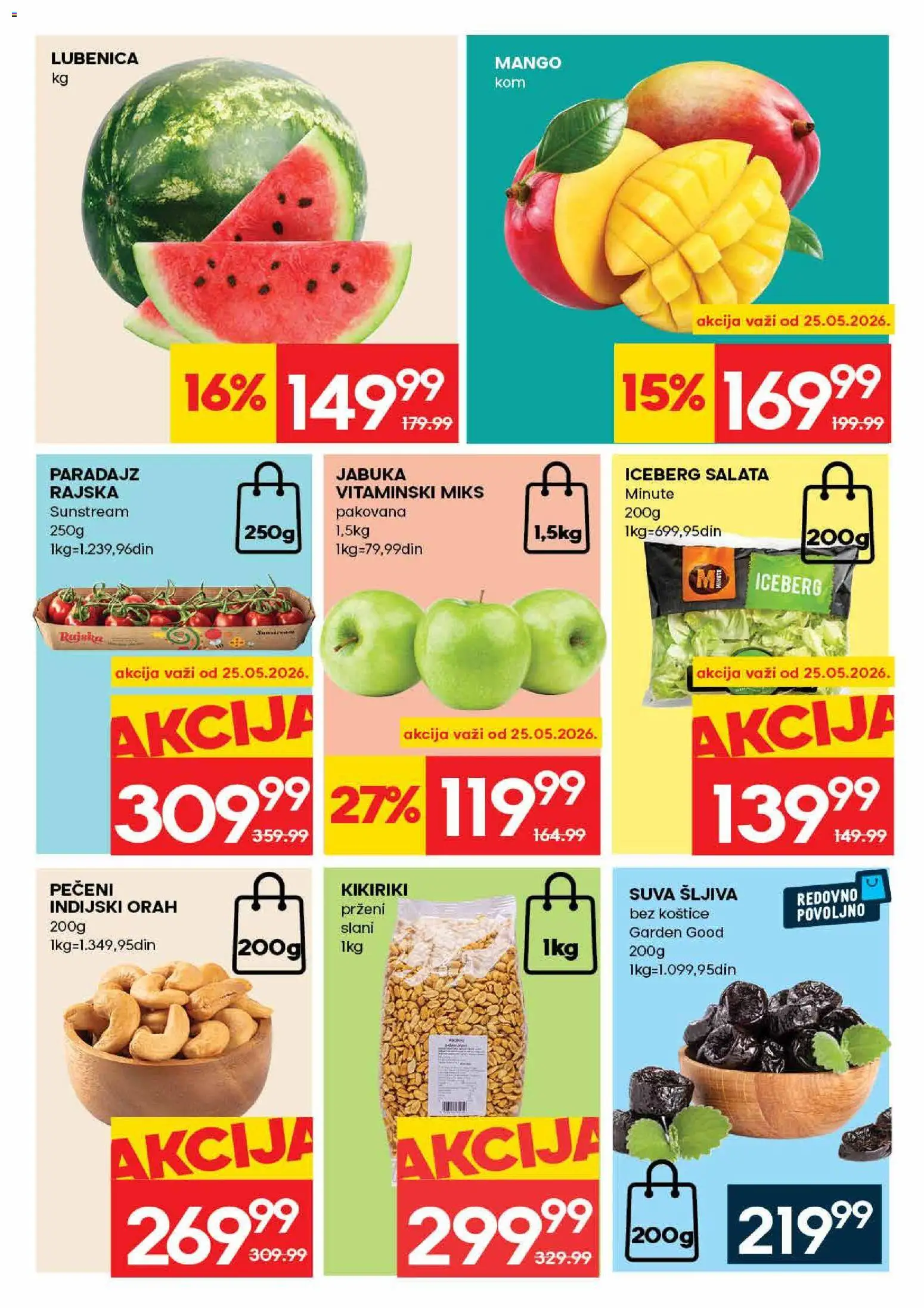 Idea katalog - važi od 21.05.2026 | Strana: 3 | Proizvode: Salata, Mango, Indijski orah, Šljiva