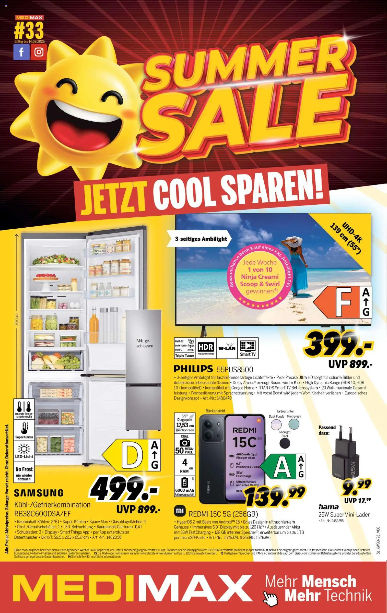Medimax Prospekt – gültig ab 08.08.2026 | Seite: 1 | Produkte: Philips, Samsung, Smart TV, TV