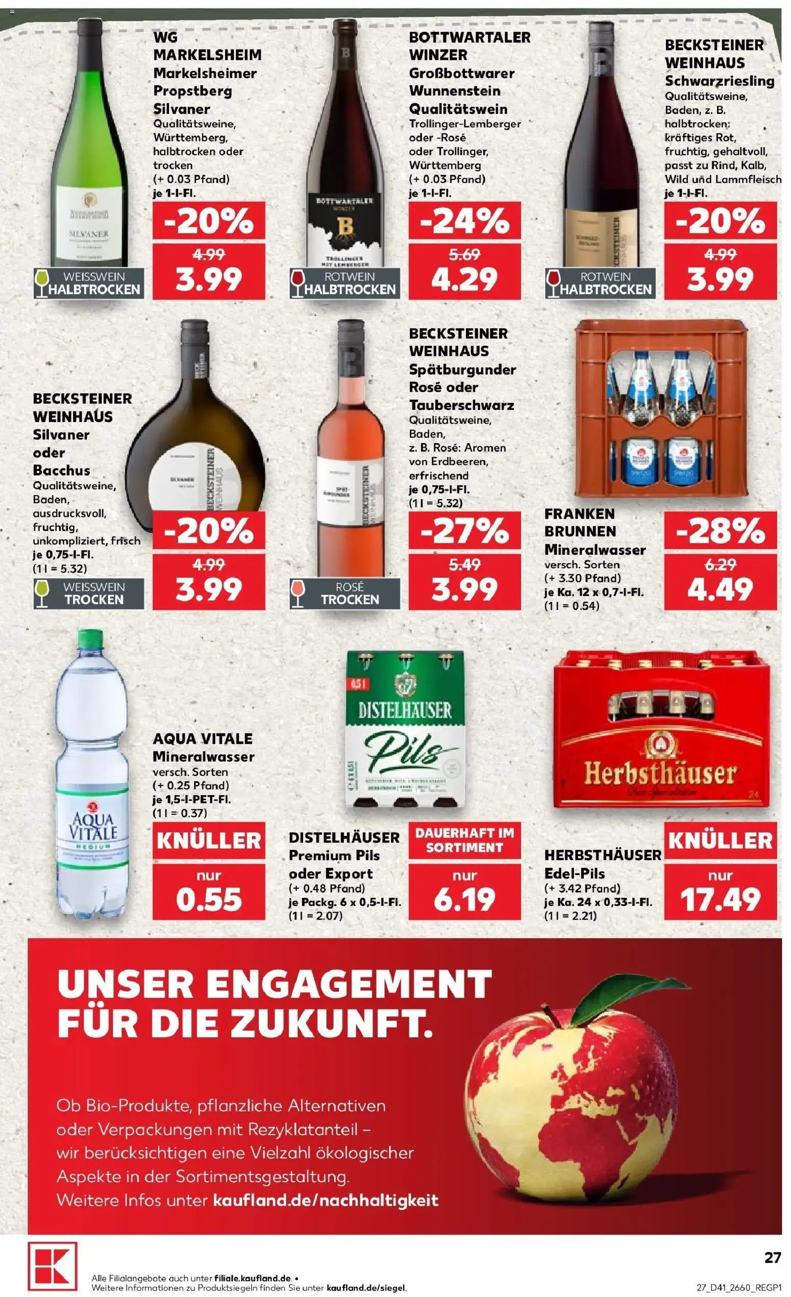 Prospekt Kaufland ab 05.10.2026 » Angebote Online zum Blättern | Seite: 37 | Produkte: Weißwein, Rotwein, Pils, Mineralwasser