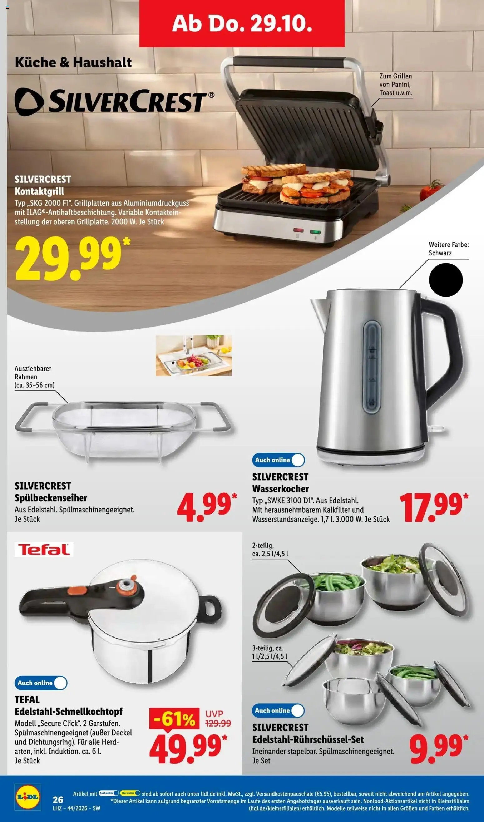 Lidl Prospekt Villingen-schwenningen (ab 26.10.2026) zum Blättern » Angebote | Seite: 46 | Produkte: Grill, Wasserkocher, Toast, Küche