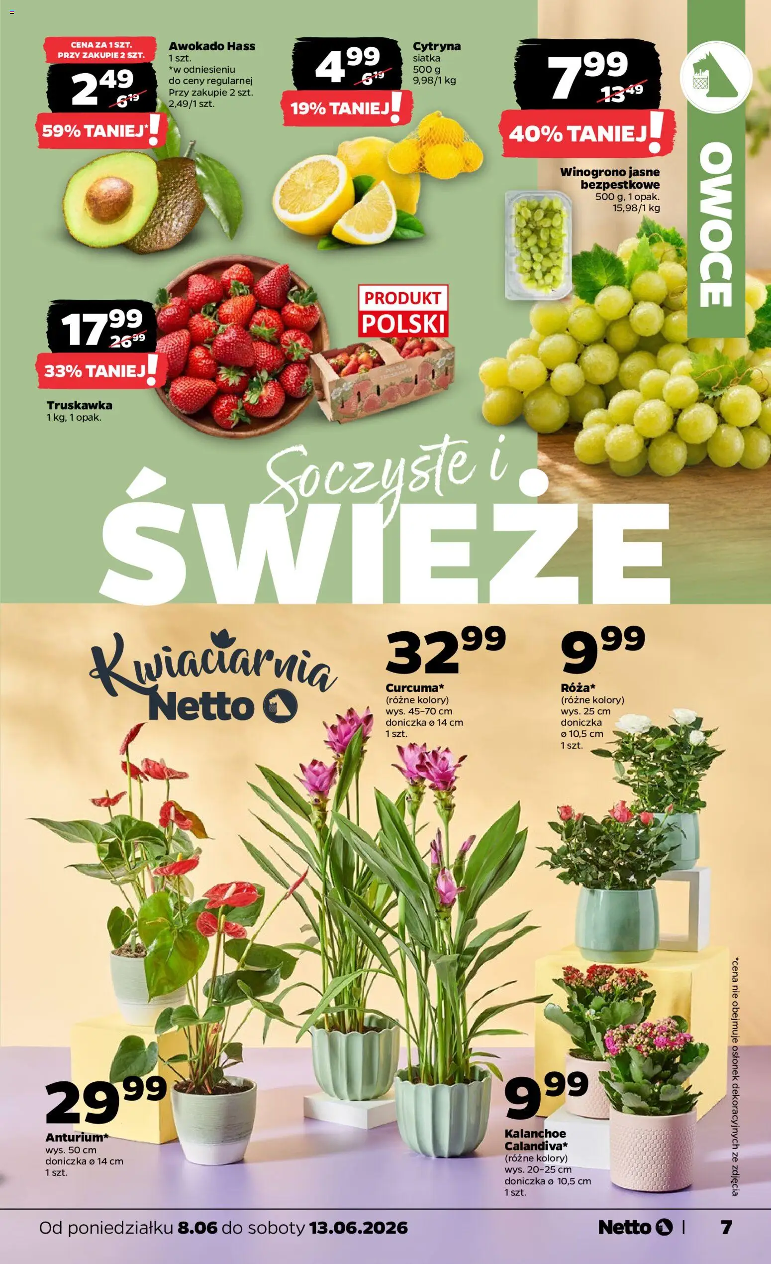 Netto gazetka od poniedziałku spożywcza od 08.06.2026 | Strona: 7 | Produkty: Cytryna, Winogrono, Siatka, Awokado