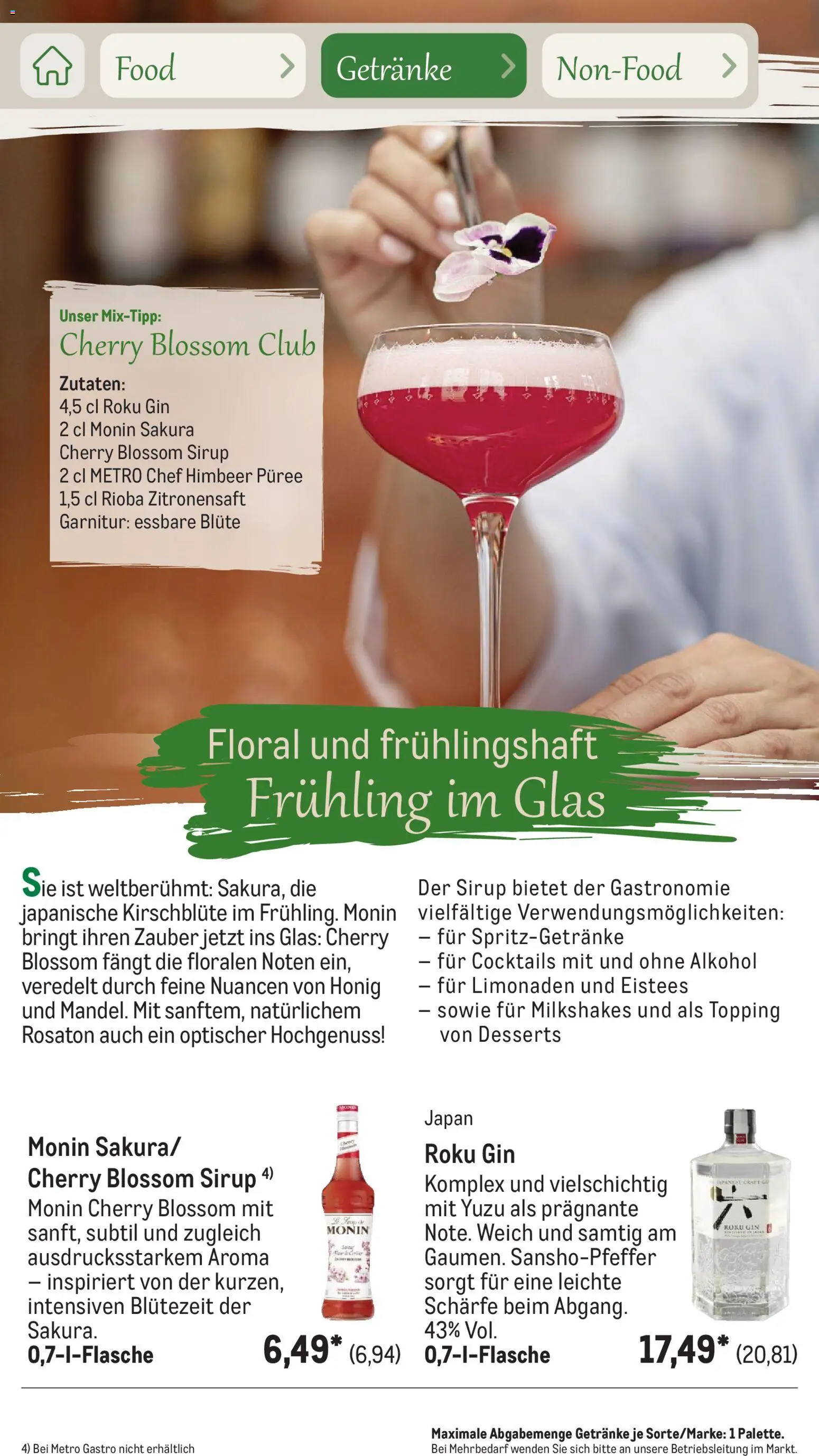 Metro Saisonkatalog Outdoor Dining – gültig ab 01.06.2026 | Seite: 77 | Produkte: Sirup, Gin