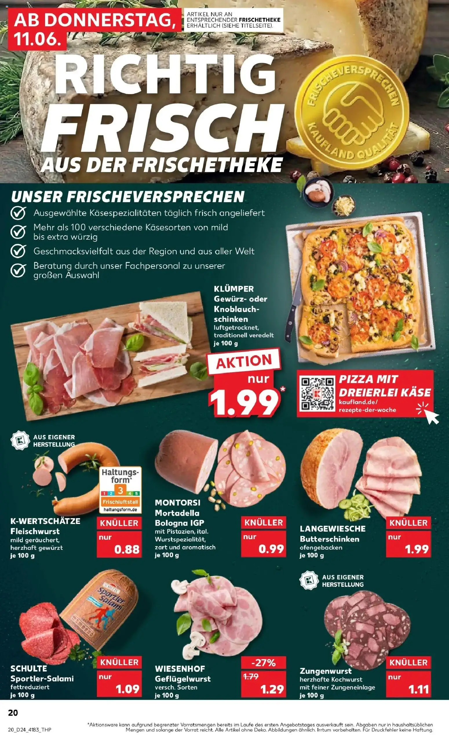 Kaufland Prospekt Düren – gültig ab 11.06.2026 | Seite: 20 | Produkte: Knoblauch, Salami, Schinken, Pizza