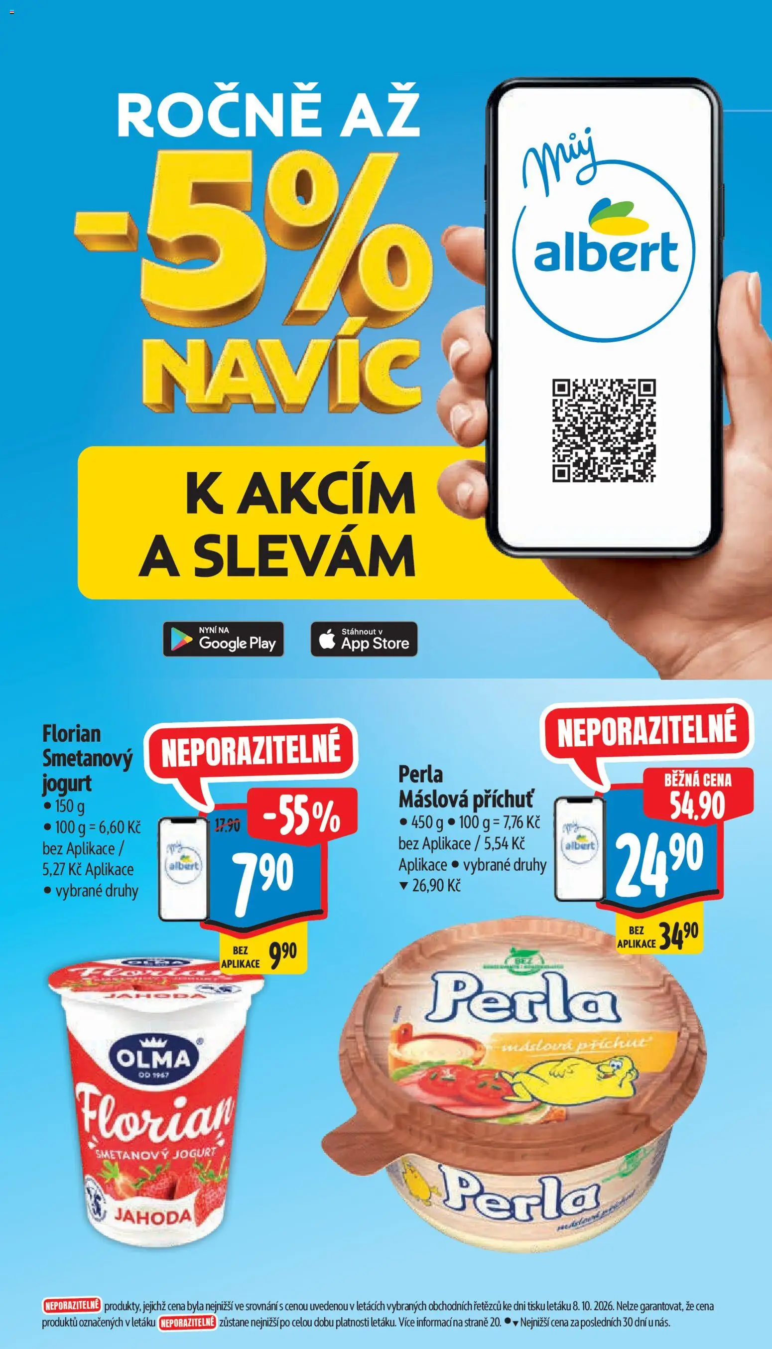 Albert leták - Supermarket Příbor od 14.10.2026 | Strana: 4 | Produkty: Smetanový jogurt, Jogurt, Perla máslová, Perla