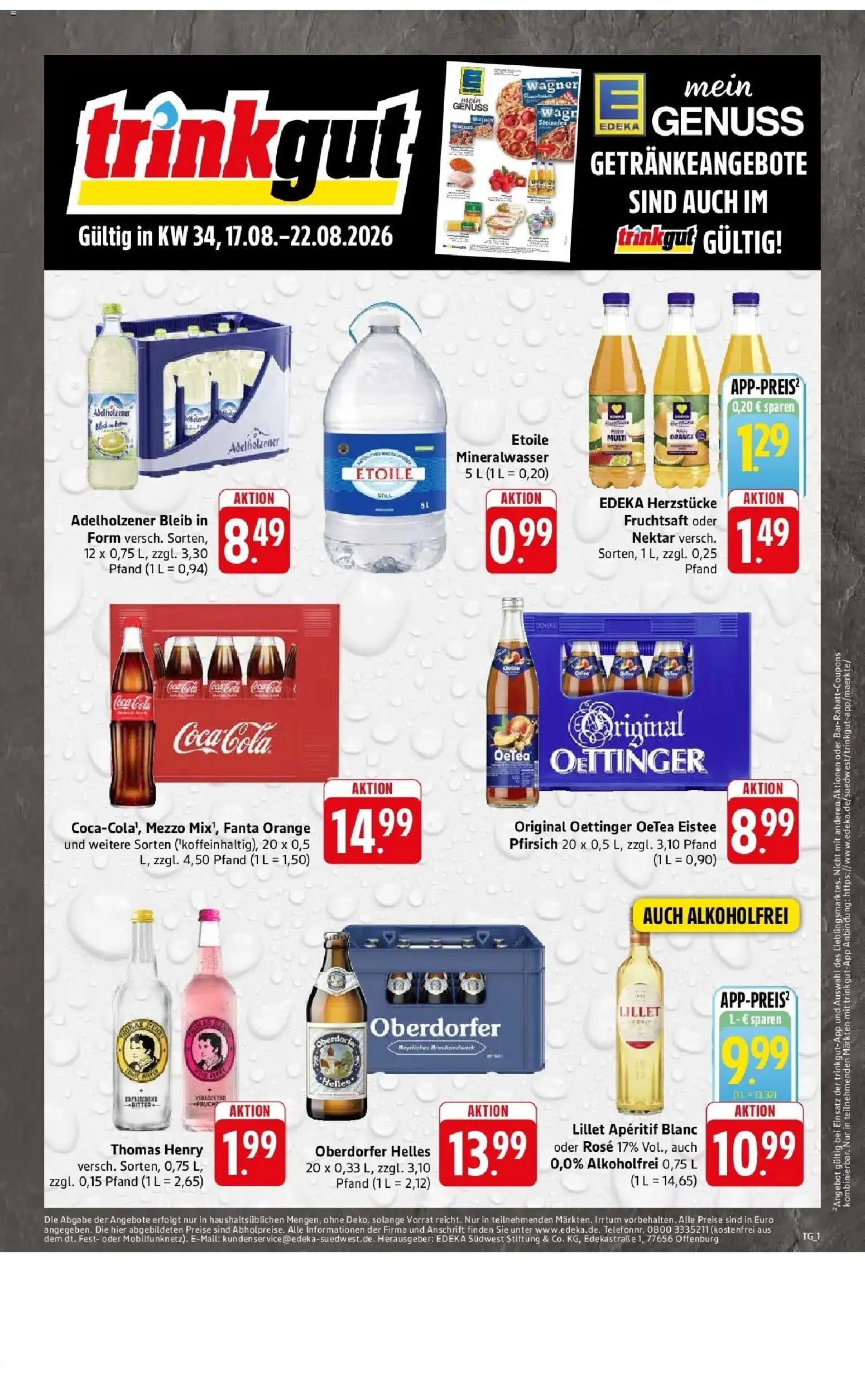 E center Prospekt Groß-Gerau (ab 17.08.2026) zum Blättern | Seite: 54 | Produkte: Fanta, Adelholzener, Oettinger, Fruchtsaft