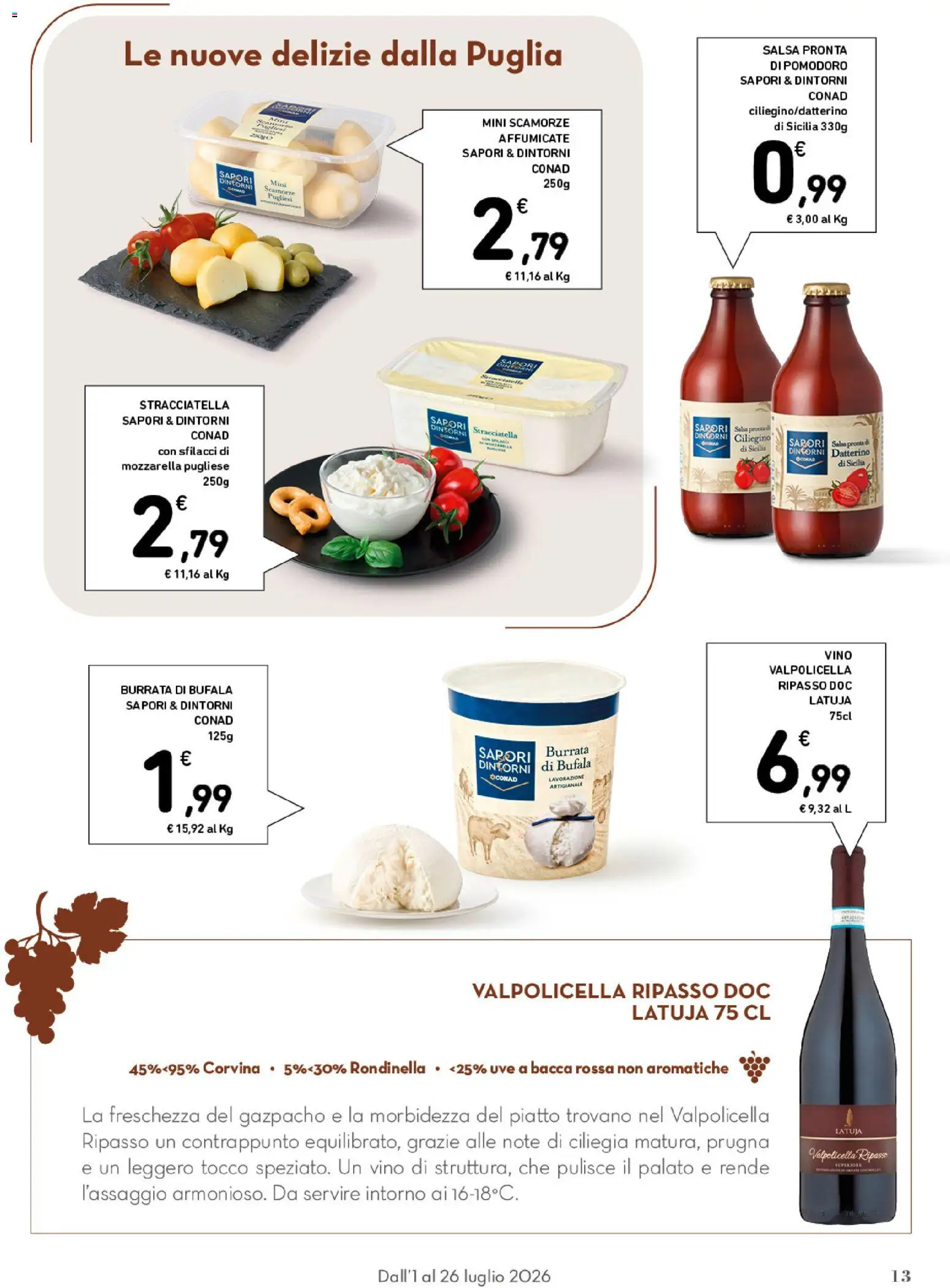 Volantino Conad del 01/07/2026 | Pagina: 13 | Prodotti: Salsa, Burrata, Stracciatella, Gazpacho