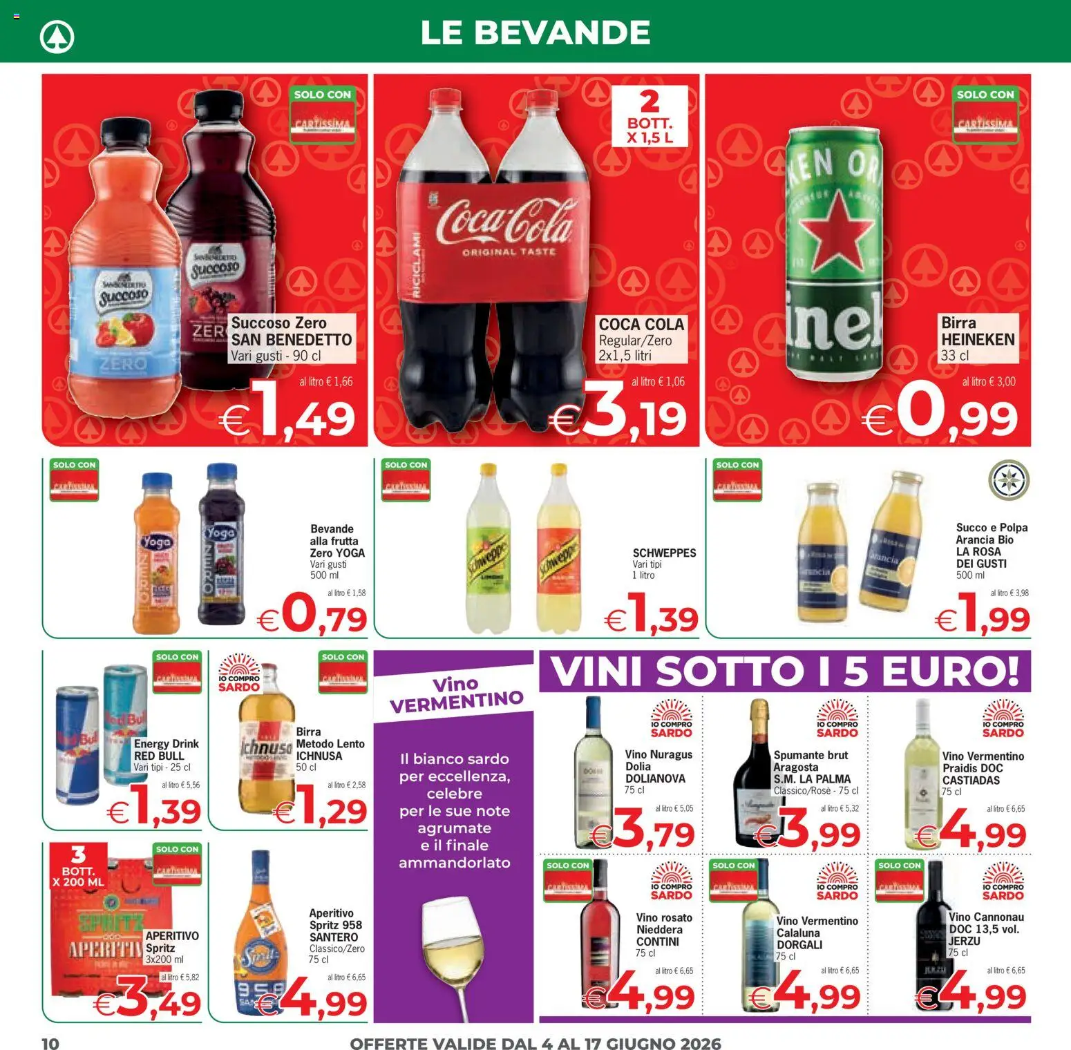 Volantino Despar del 04.06.2026 | Pagina: 10 | Prodotti: Succo, Arancia, Red Bull, Heineken