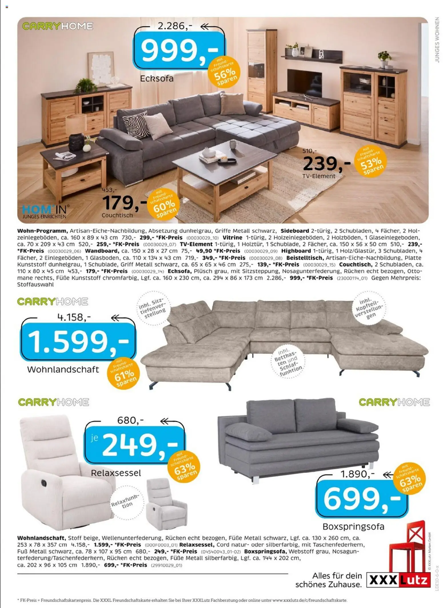 XXXLutz Restaurantgutscheine – gültig ab 26.09.2026 | Seite: 17 | Produkte: Wohnlandschaft, Relaxsessel, HIghboard, Vitrine