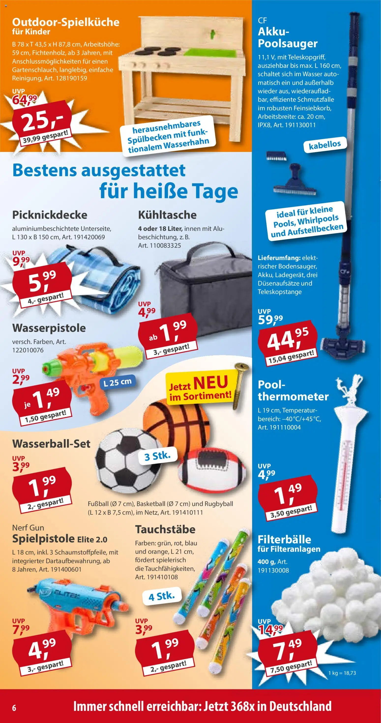 Sonderpreis Baumarkt Prospekt – gültig ab 06.06.2026 | Seite: 6 | Produkte: Thermometer, Fußball, Wasser, Basketball