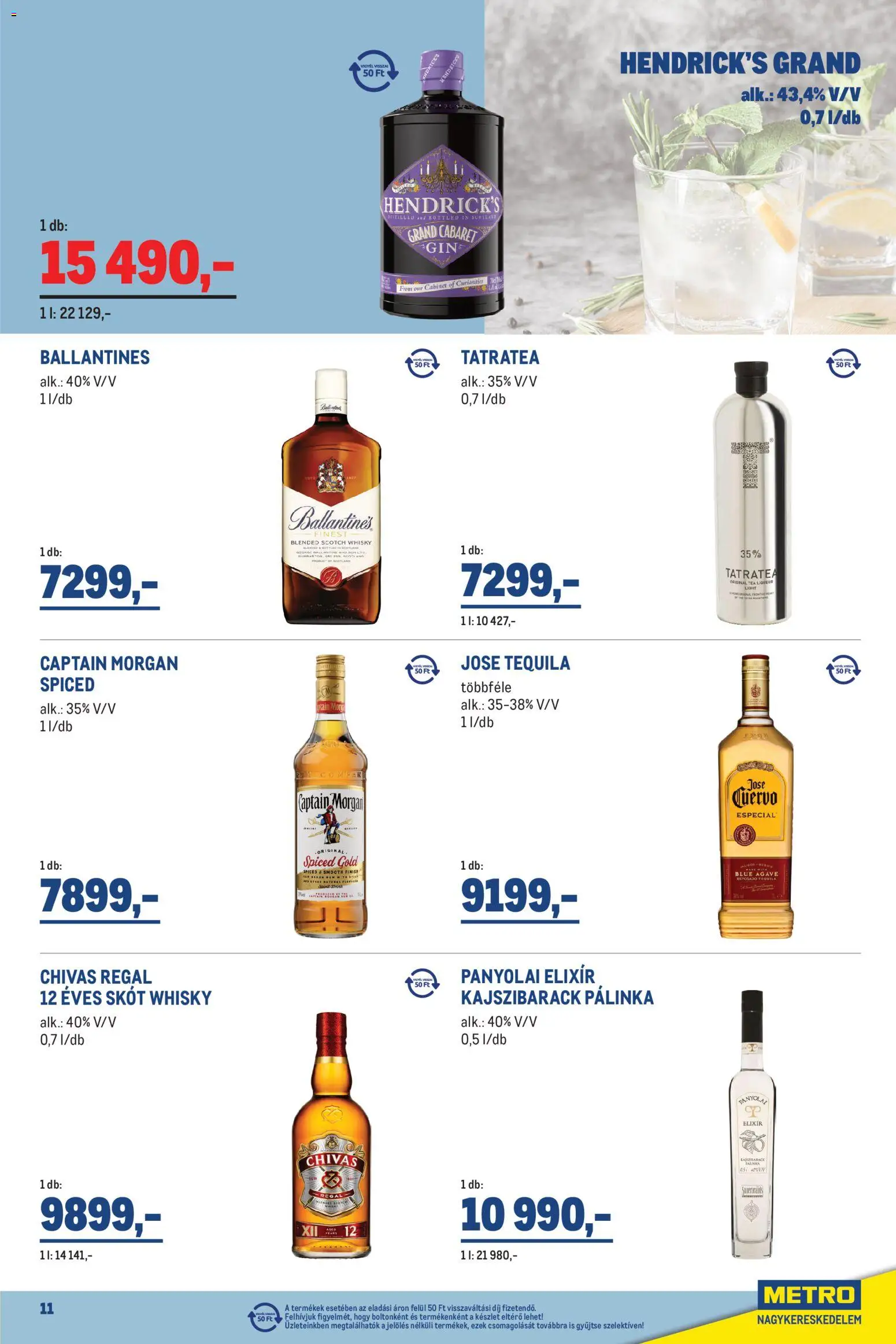Metro akciós ujság - amely érvényes a következő dátumtól: 2026.08.01. | Oldal: 11 | Termékek: Pálinka, Rum, Tea, Whisky