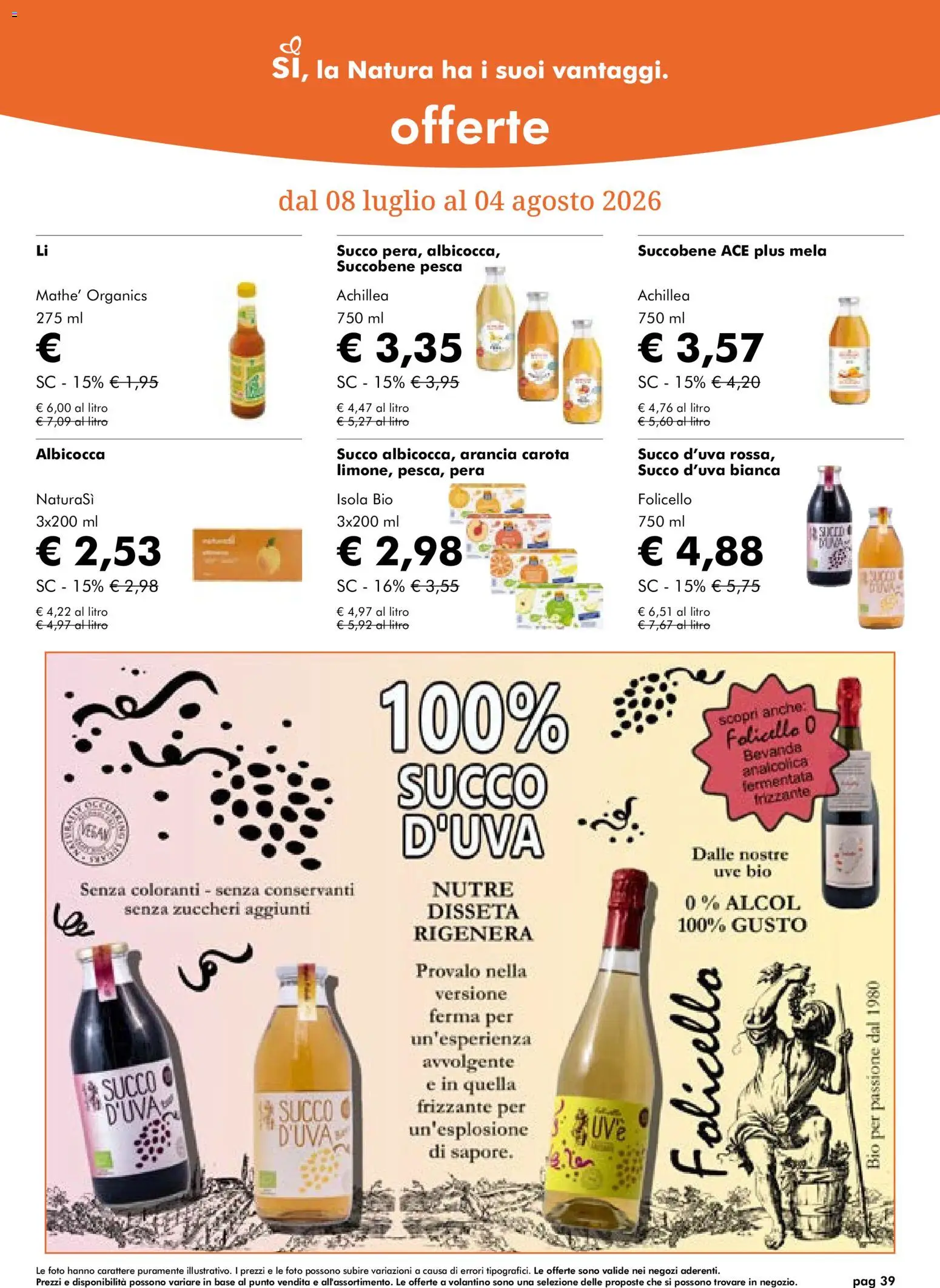 Volantino Natura Sì del 08/07/2026 | Pagina: 39