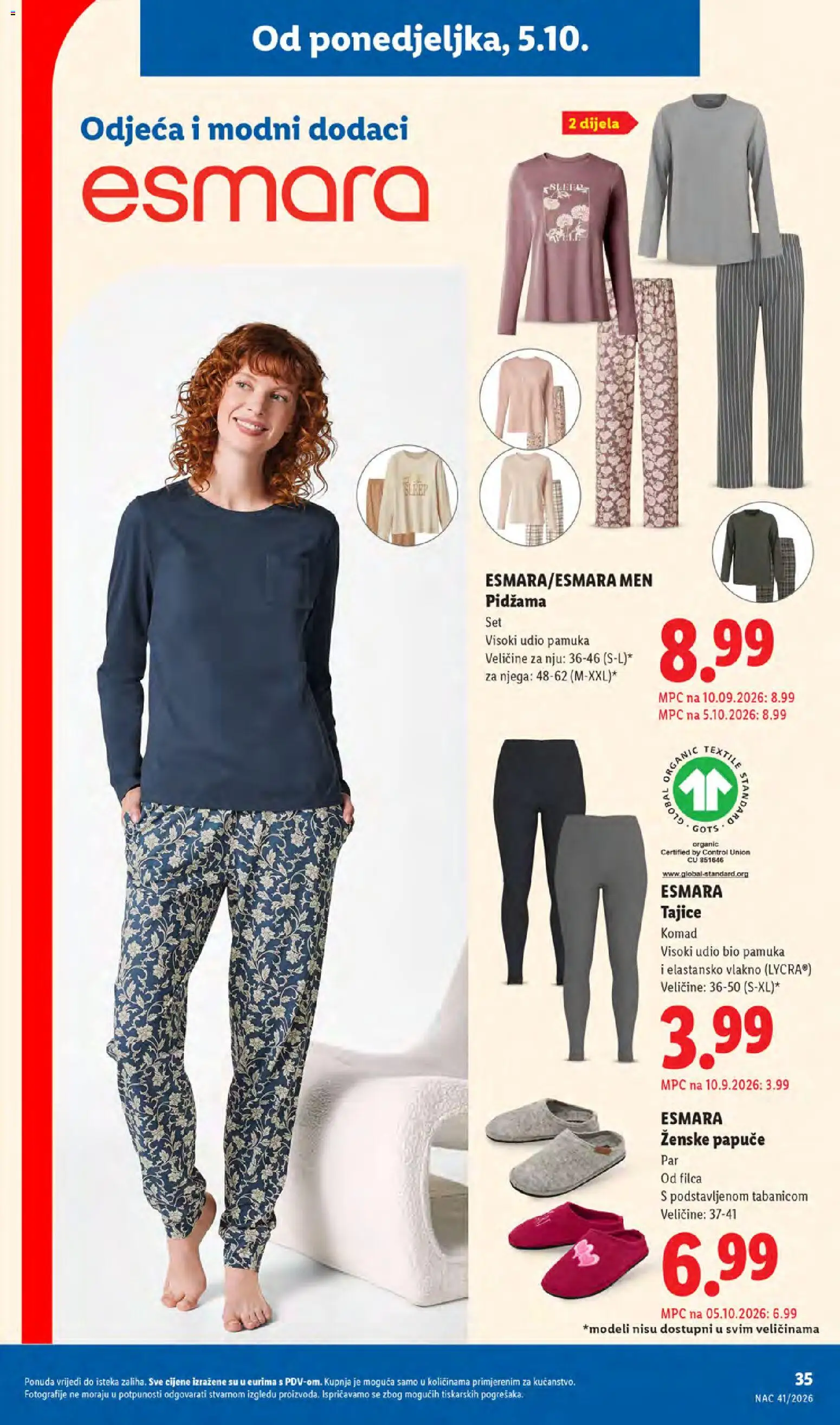 Lidl katalog | vrijedi od 05.10.2026 | Stranica: 35 | Proizvodi: Odjeća, Pidžama, Tajice, Papuče