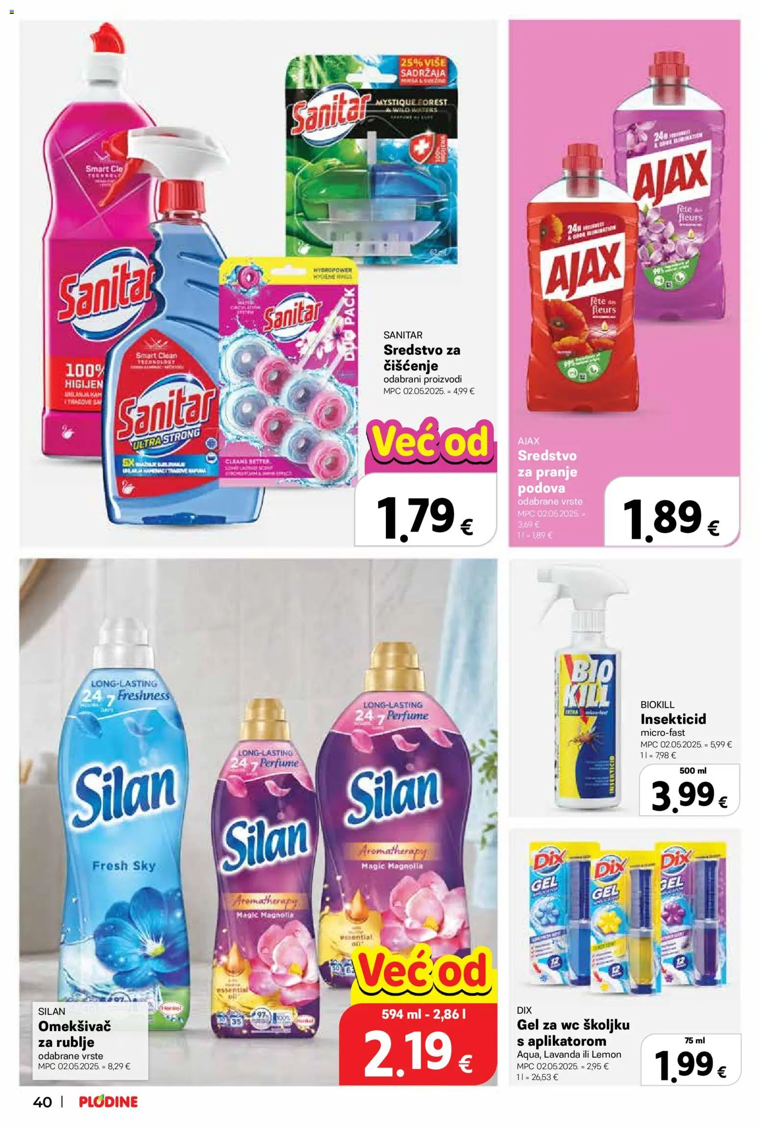 Plodine katalog | vrijedi od 12.08.2026 | Stranica: 40 | Proizvodi: Omekšivač, Ajax, Lavanda