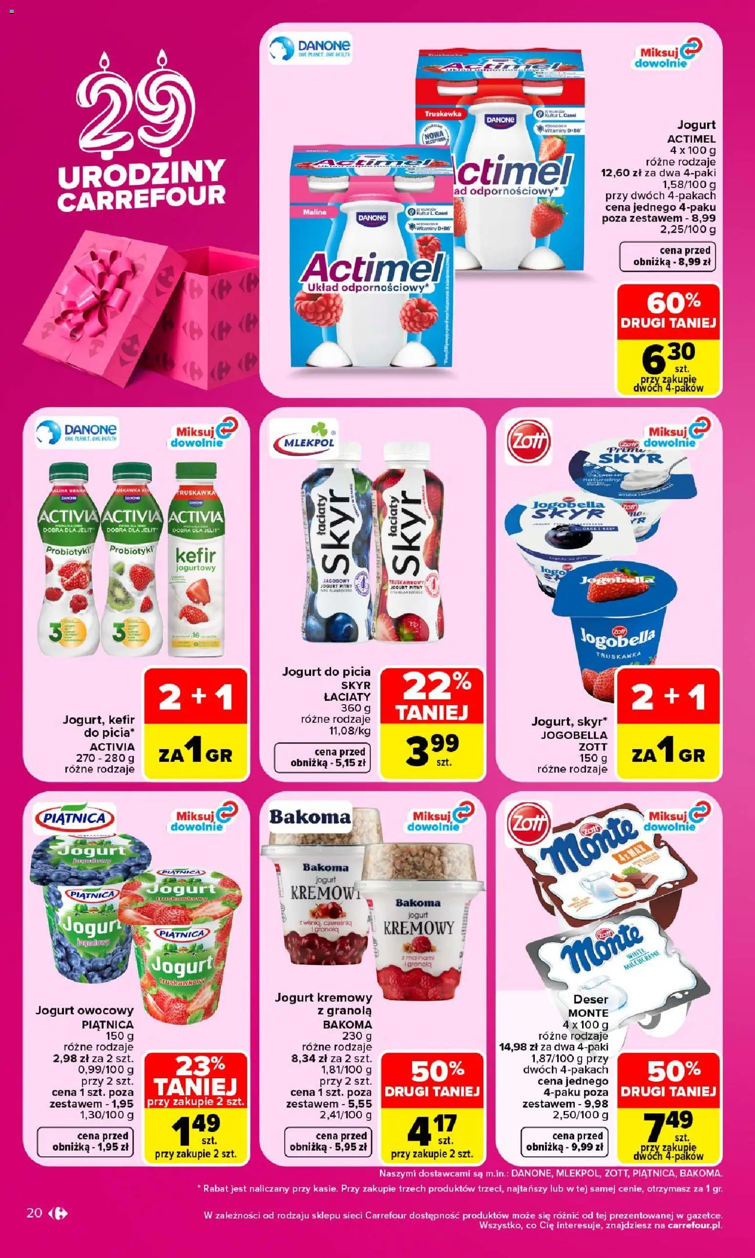 Carrefour gazetka od 28.09.2026 | Strona: 20 | Produkty: Kefir, Jogurt pitny, Actimel, Jogurt