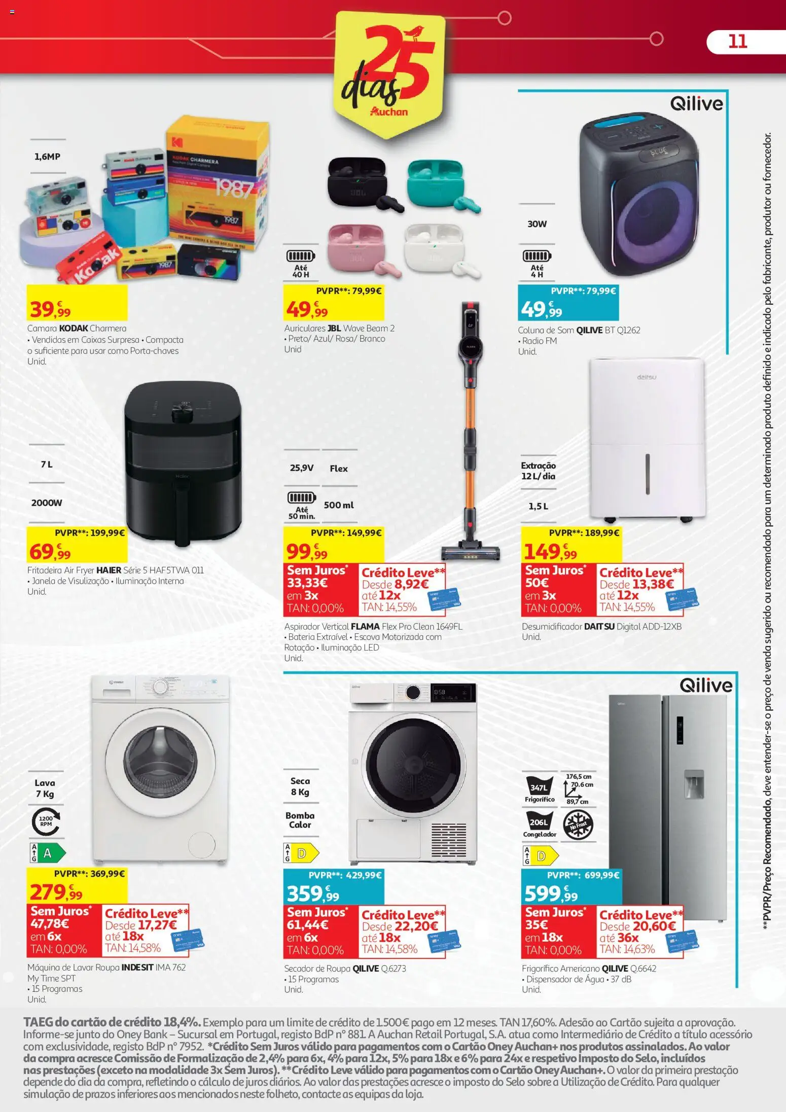 Auchan folheto Conforto para toda a família │ válido de 07/10/2026 | Página: 11 | Produtos: Frigorífico, Secador, Aspirador vertical, Desumidificador