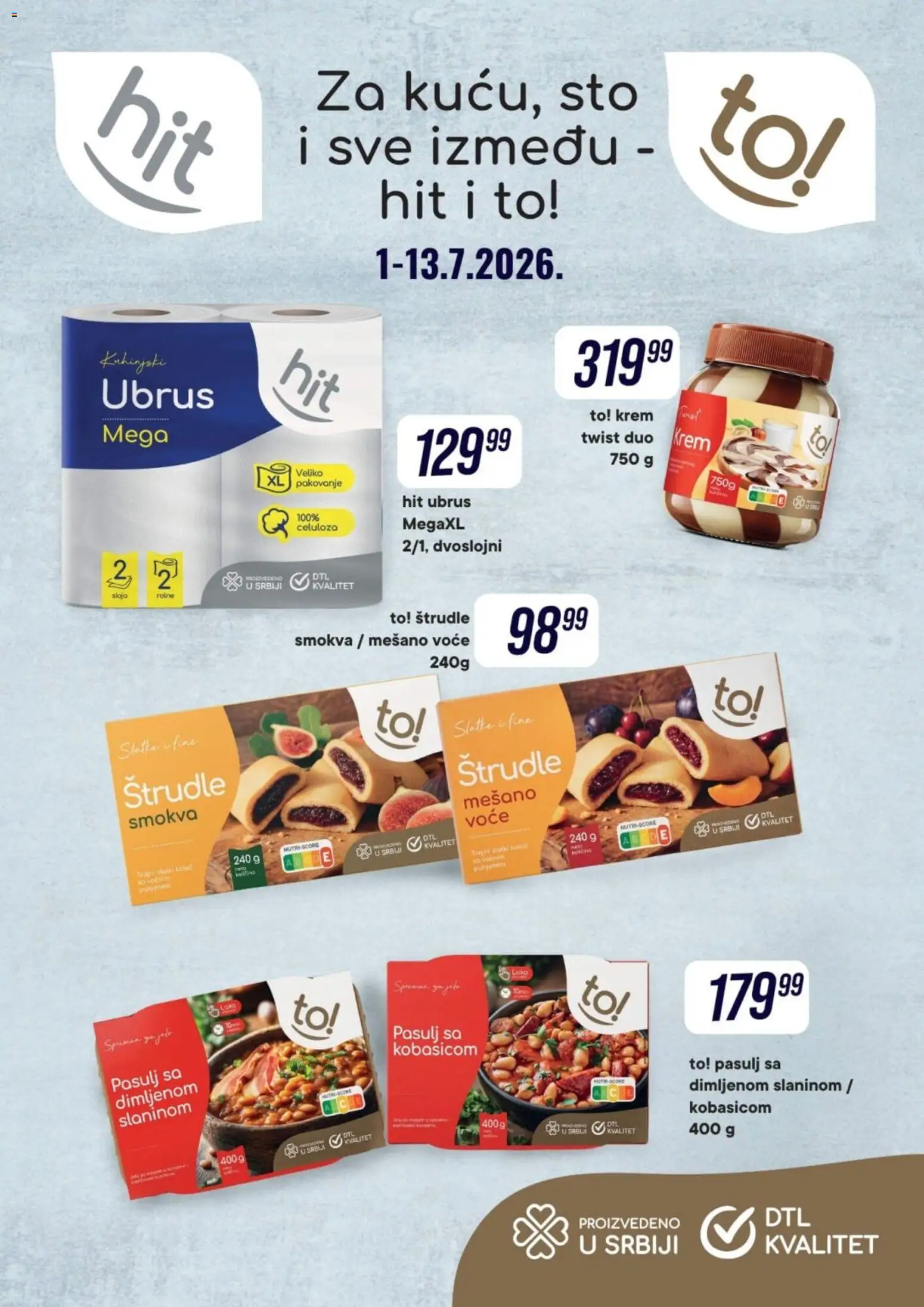 Tekijanka katalog - važi od 01.07.2026 | Strana: 1 | Proizvode: Pasulj, Sto, Ubrus, Pakovanje