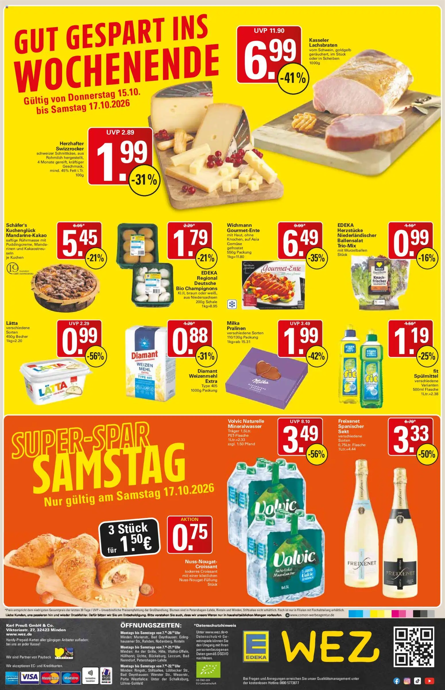 WEZ Prospekt – gültig ab 12.10.2026 | Seite: 16 | Produkte: Mehl, Croissant, Lätta, Uhr
