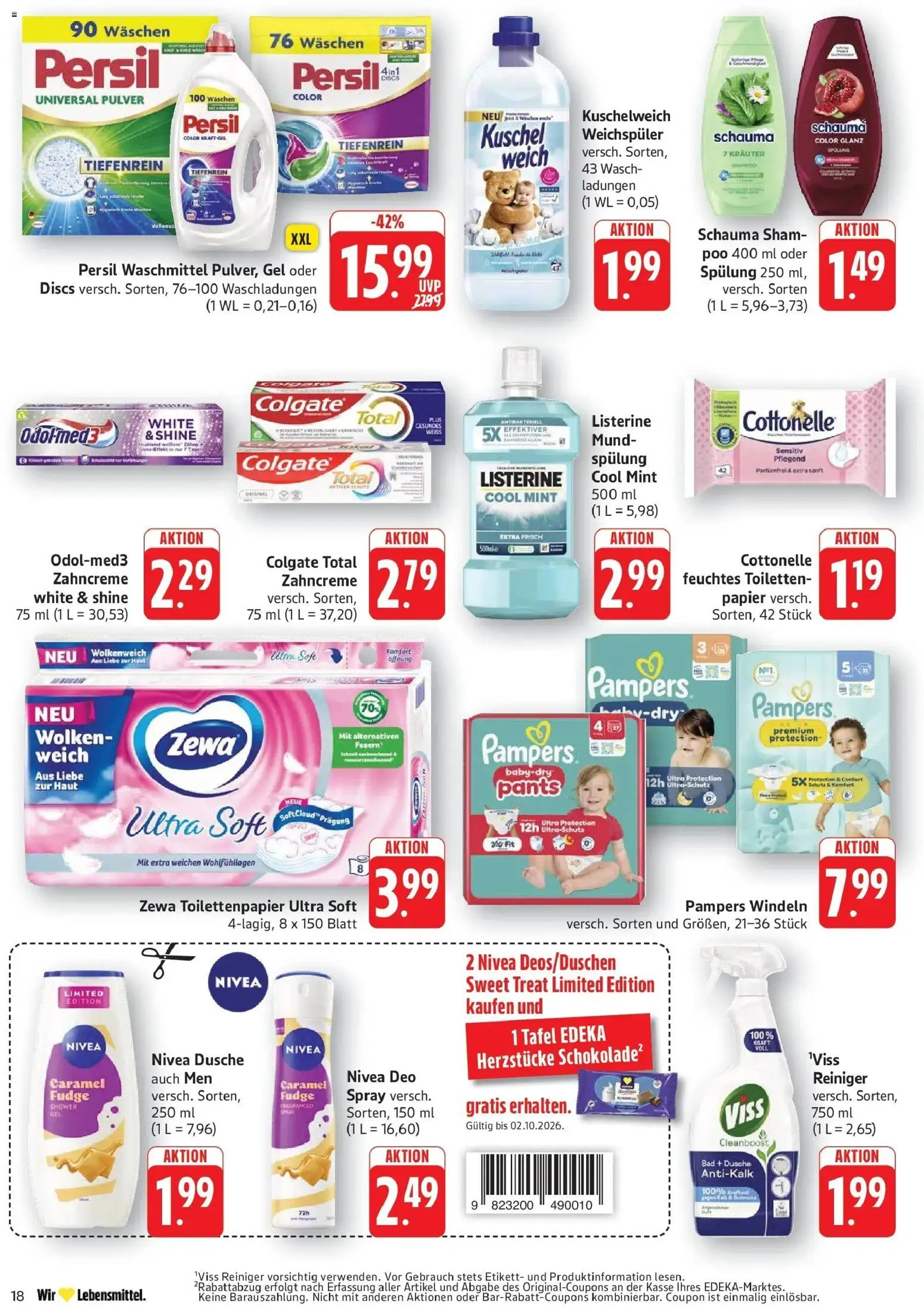 Edeka Prospekt Eislingen (ab 28.09.2026) » Angebote Online | Seite: 18 | Produkte: Pampers, Kuschelweich, Spülung, Toilettenpapier
