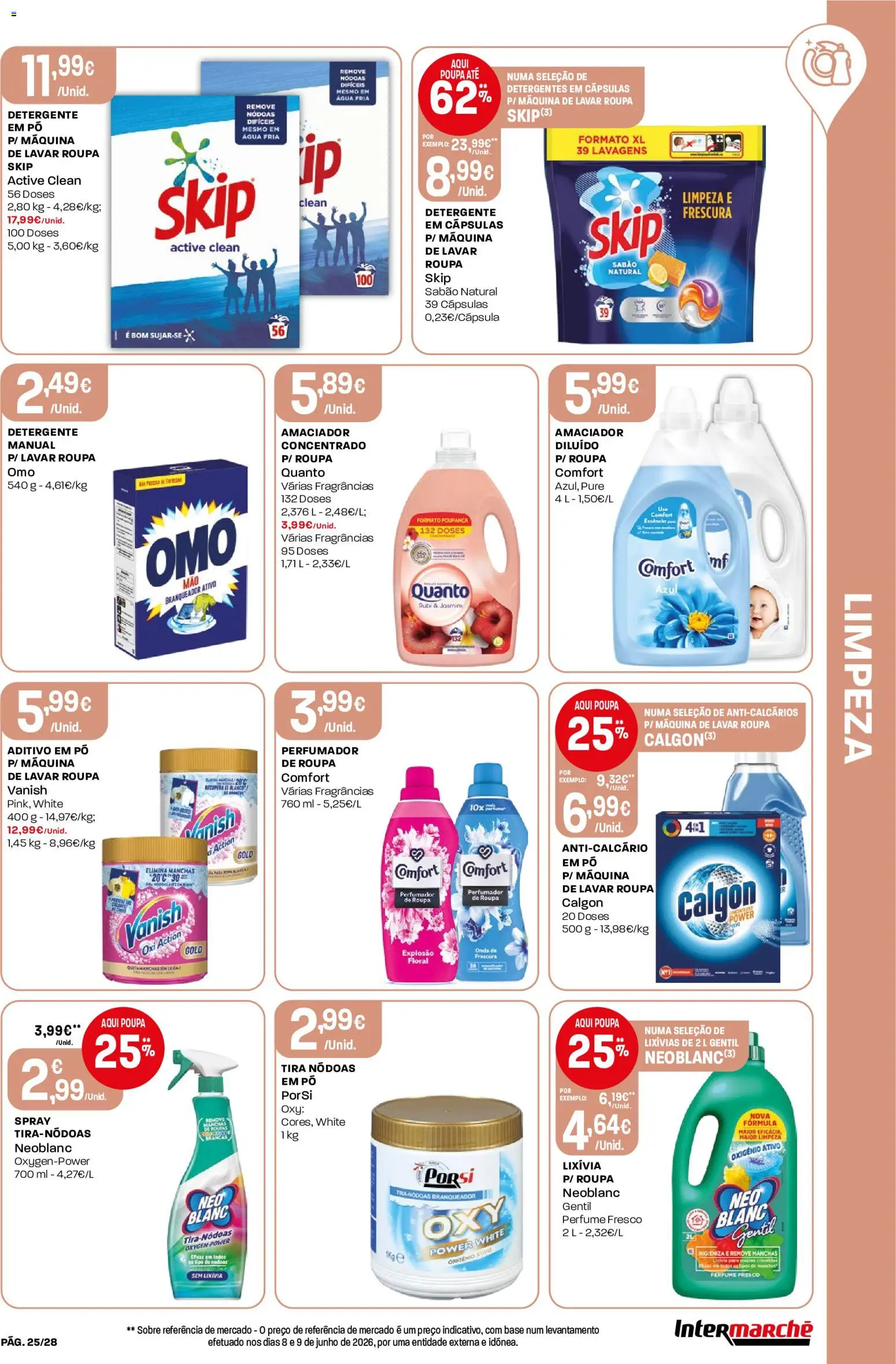 Intermarché Folheto Contact │ válido de 09/07/2026 | Página: 25 | Produtos: Agua, Pó, Base, Roupas