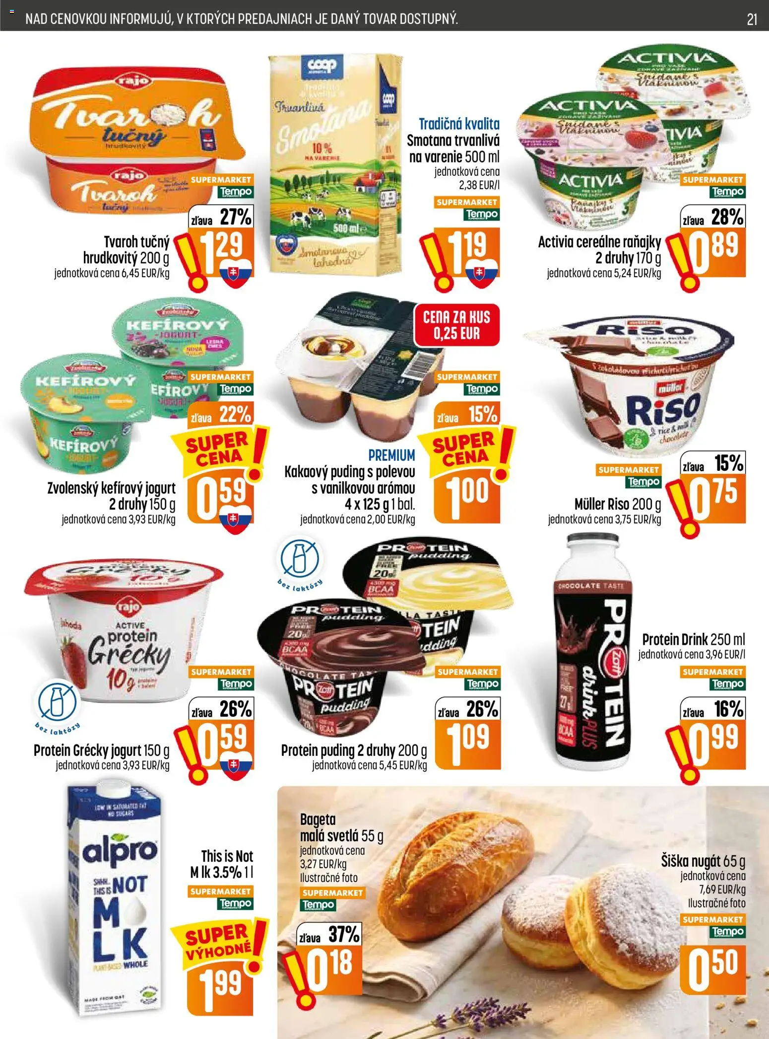 Nové COOP Jednota akcie – leták je platný od 03.09.2026 | Strana: 21 | Produkty: Jogurt, Smotana, Puding, Grécky jogurt