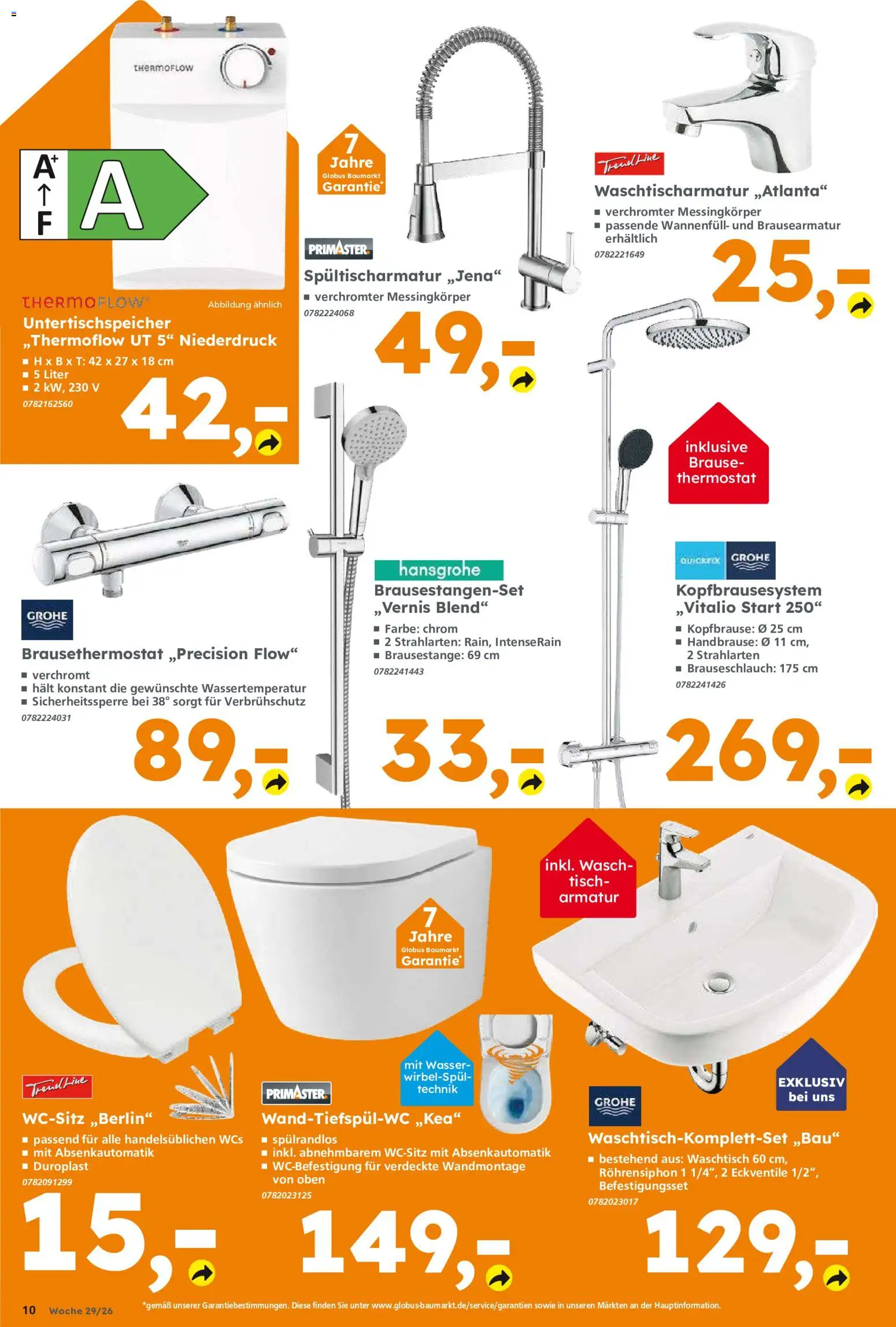 Globus Baumarkt Prospekt Berlin-Treptow – gültig ab 12.07.2026 | Seite: 10 | Produkte: Tisch, Armatur, Waschtisch, Wasser