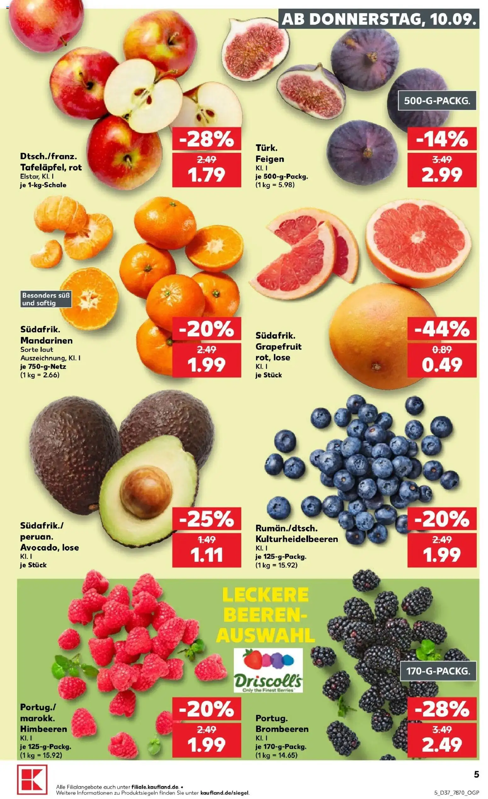 Prospekt Kaufland ab 07.09.2026 » Angebote Online zum Blättern | Seite: 14 | Produkte: Himbeeren, Mandarinen, Grapefruit, Feigen