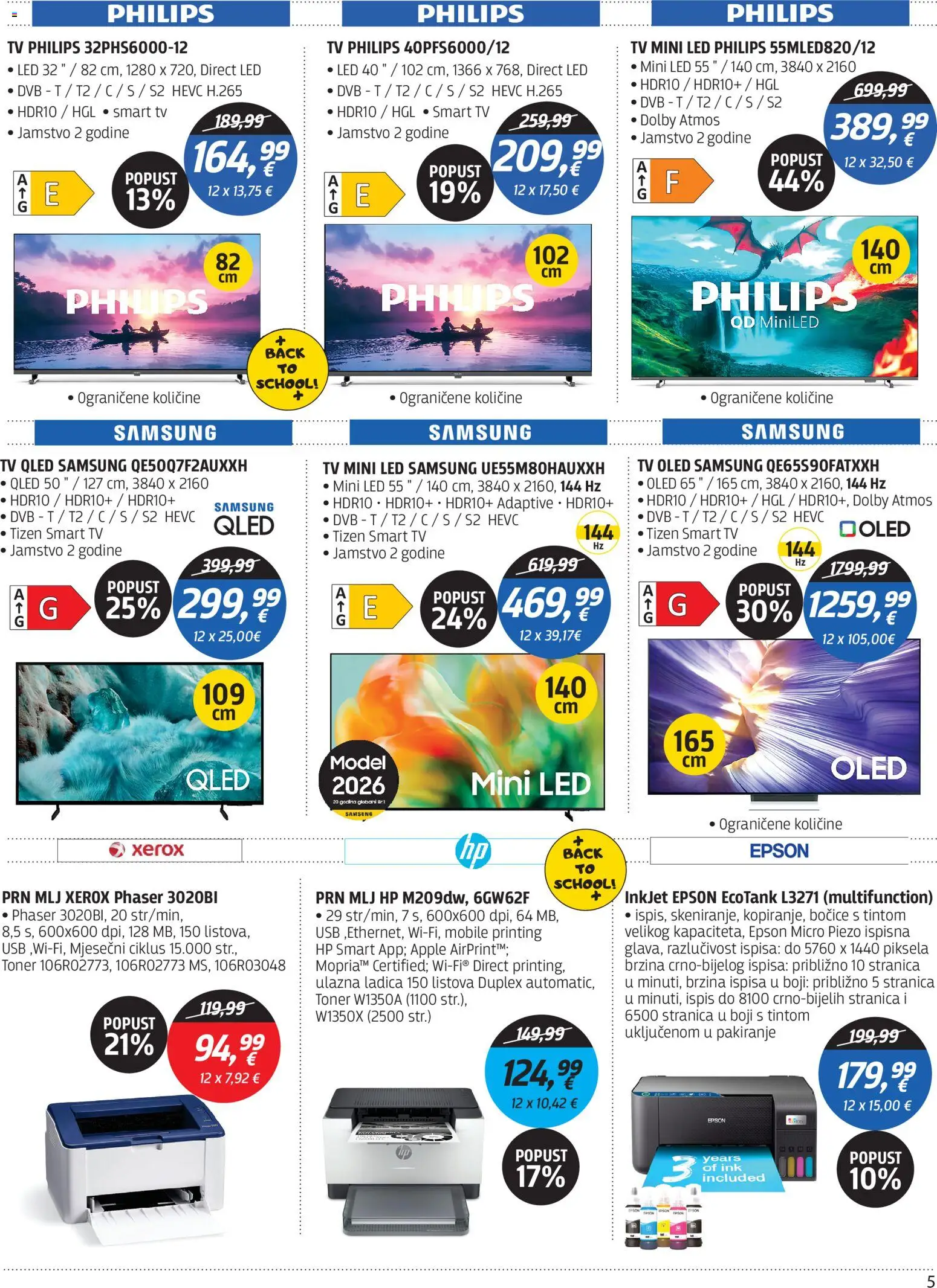 Centar Tehnike katalog | vrijedi od 10.08.2026 | Stranica: 5 | Proizvodi: Smart TV, Led, USB, Toner