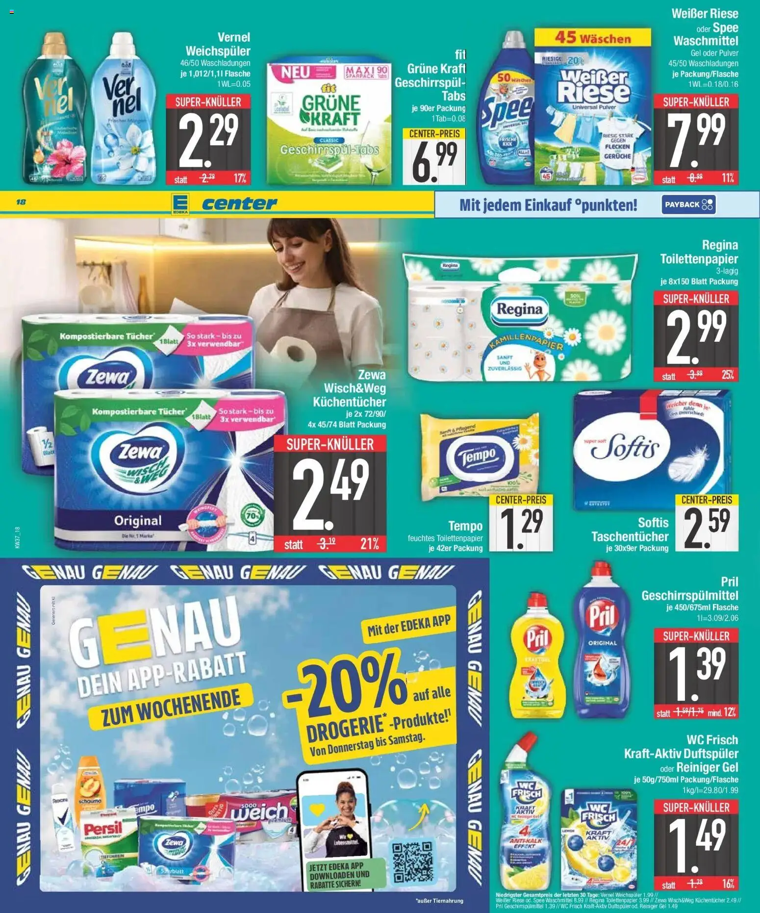 Edeka Prospekt Regensburg (ab 07.09.2026) » Angebote Online | Seite: 18 | Produkte: Zewa, Spee, Toilettenpapier, Feuchtes Toilettenpapier