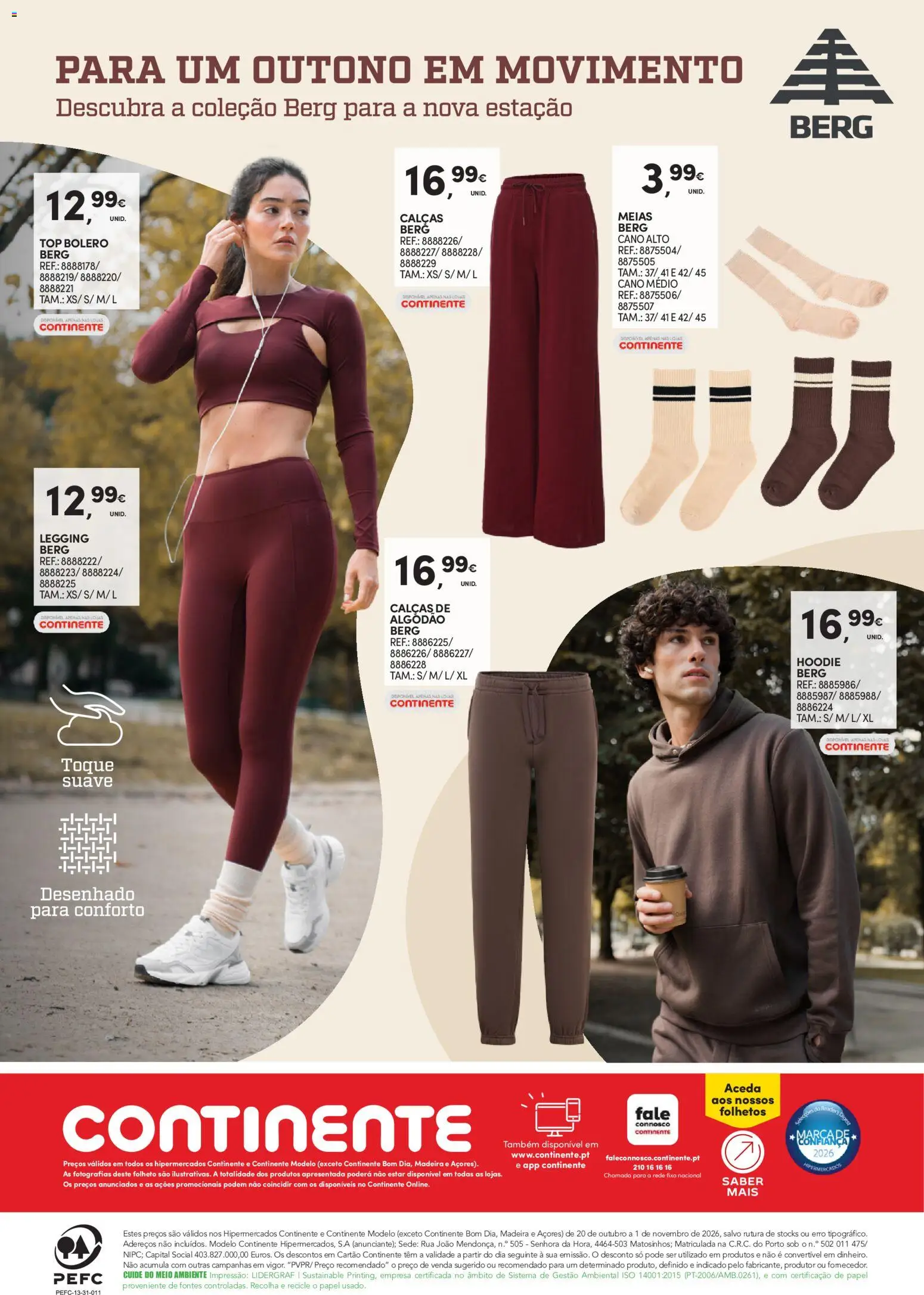 Continente Bem-Estar Assim toda a gente come melhor │ válido de 20/10/2026 | Página: 36 | Produtos: Top, Algodão, Calças, Meias