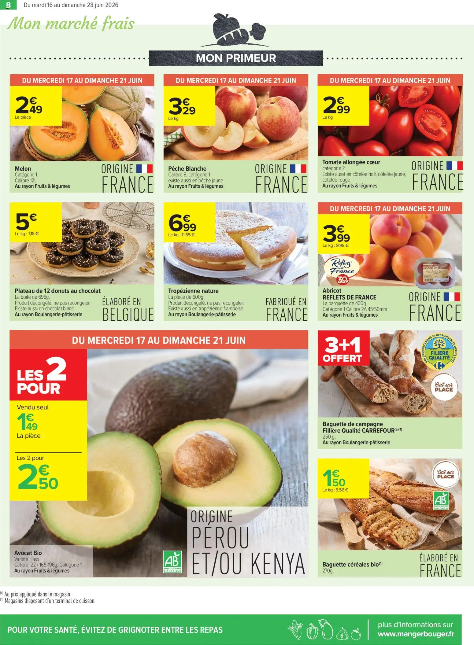{H1} | Page: 8 | Produits: Abricot, Melon, Chocolat, Céréales