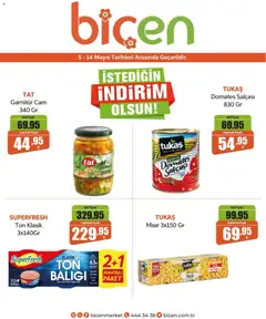 05.05.2026 tarihinden itibaren geçerli olan Biçen Market kataloğu önizlemesi | Sayfa: 3 | Ürünler: Domates, Su, Ton balığı, Mısır