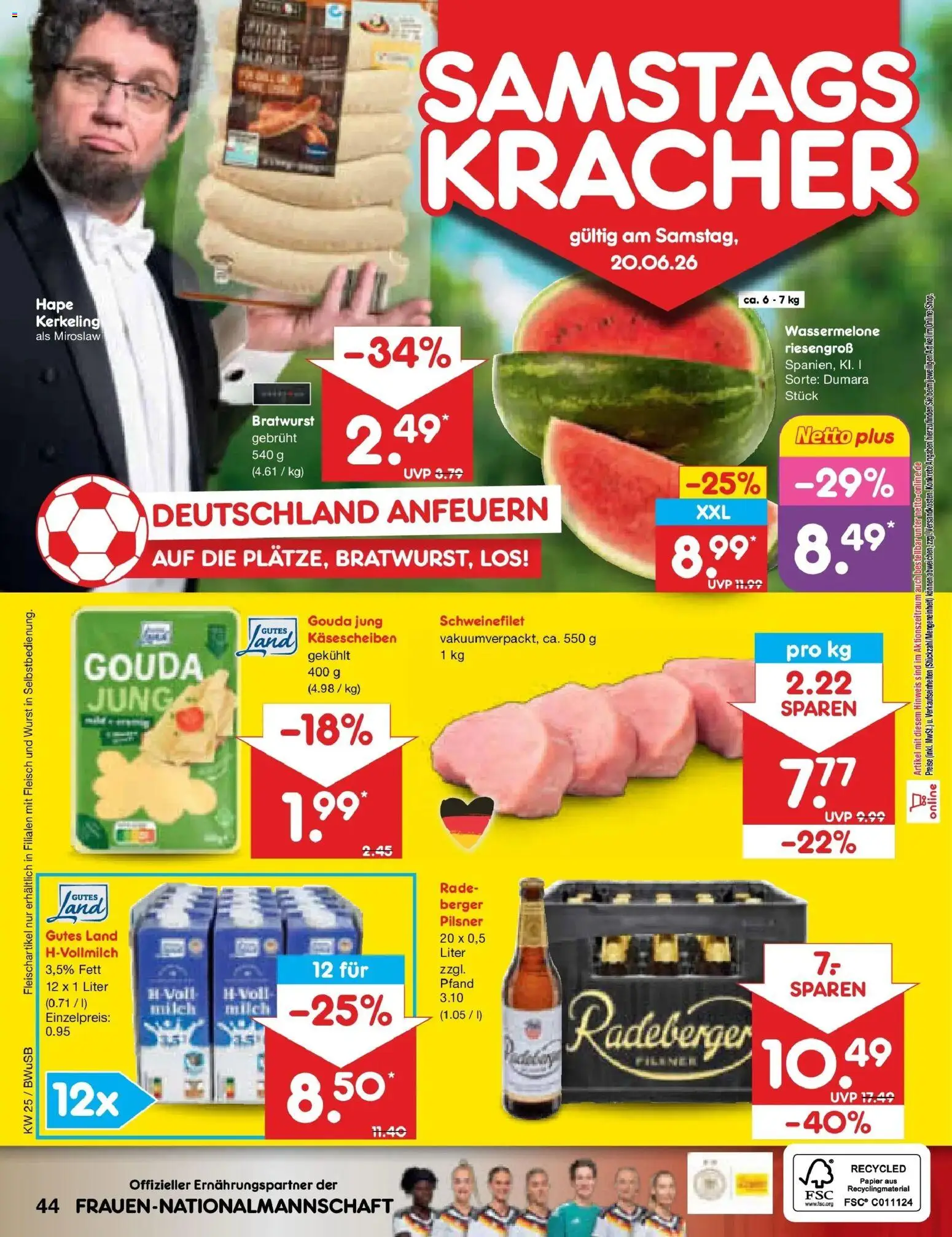 Netto Marken-Discount Prospekt Stemwede-Dielingen – gültig ab 15.06.2026 | Seite: 54 | Produkte: Milch, Gouda, Schweinefilet, Wassermelone