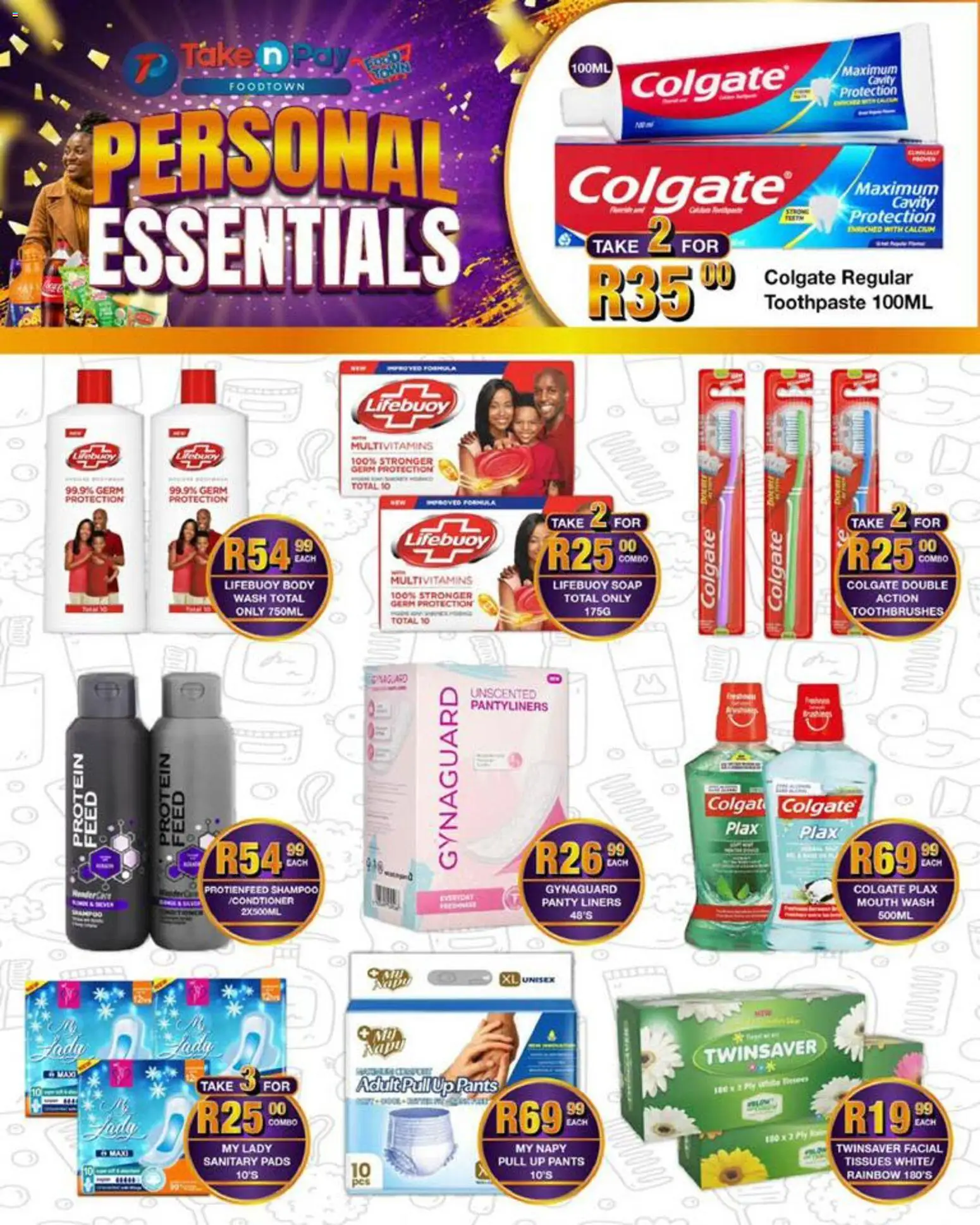 New Take n Pay catalogue – valid from 04.05.2026 | Page: 30 | Products: Pants, Multivitamins, Toothpaste, Tissues