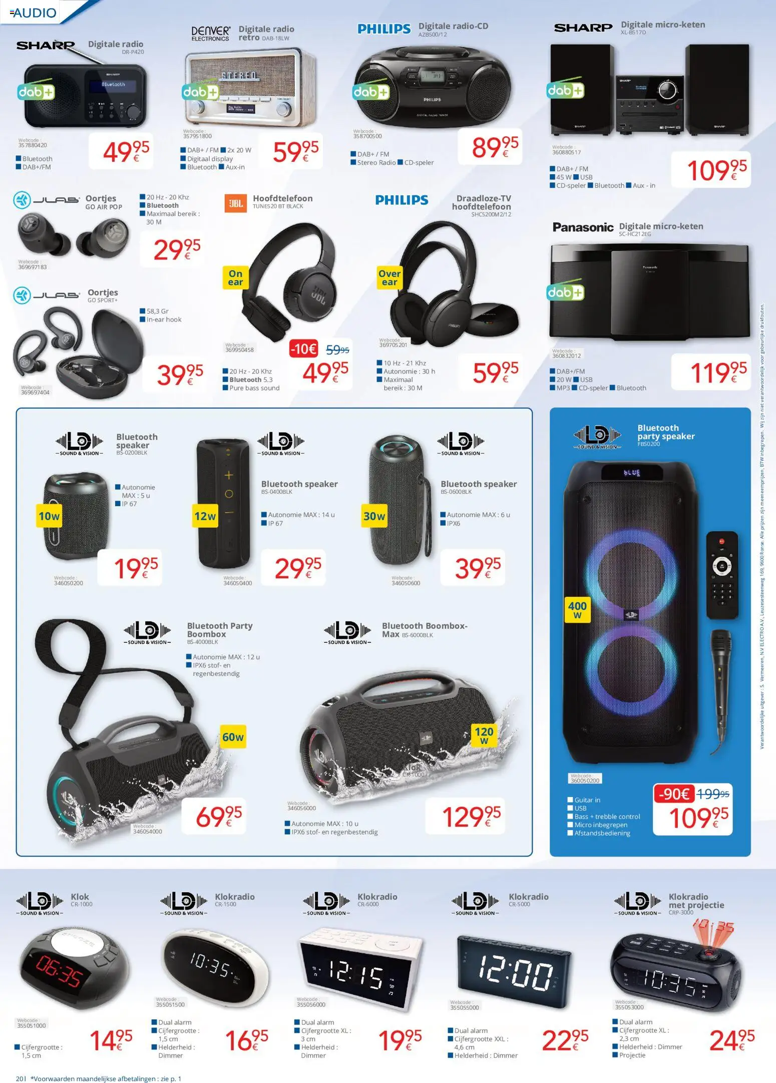 {H1} | Pagina: 20 | Producten: Vis, Speaker, Usb, Klok