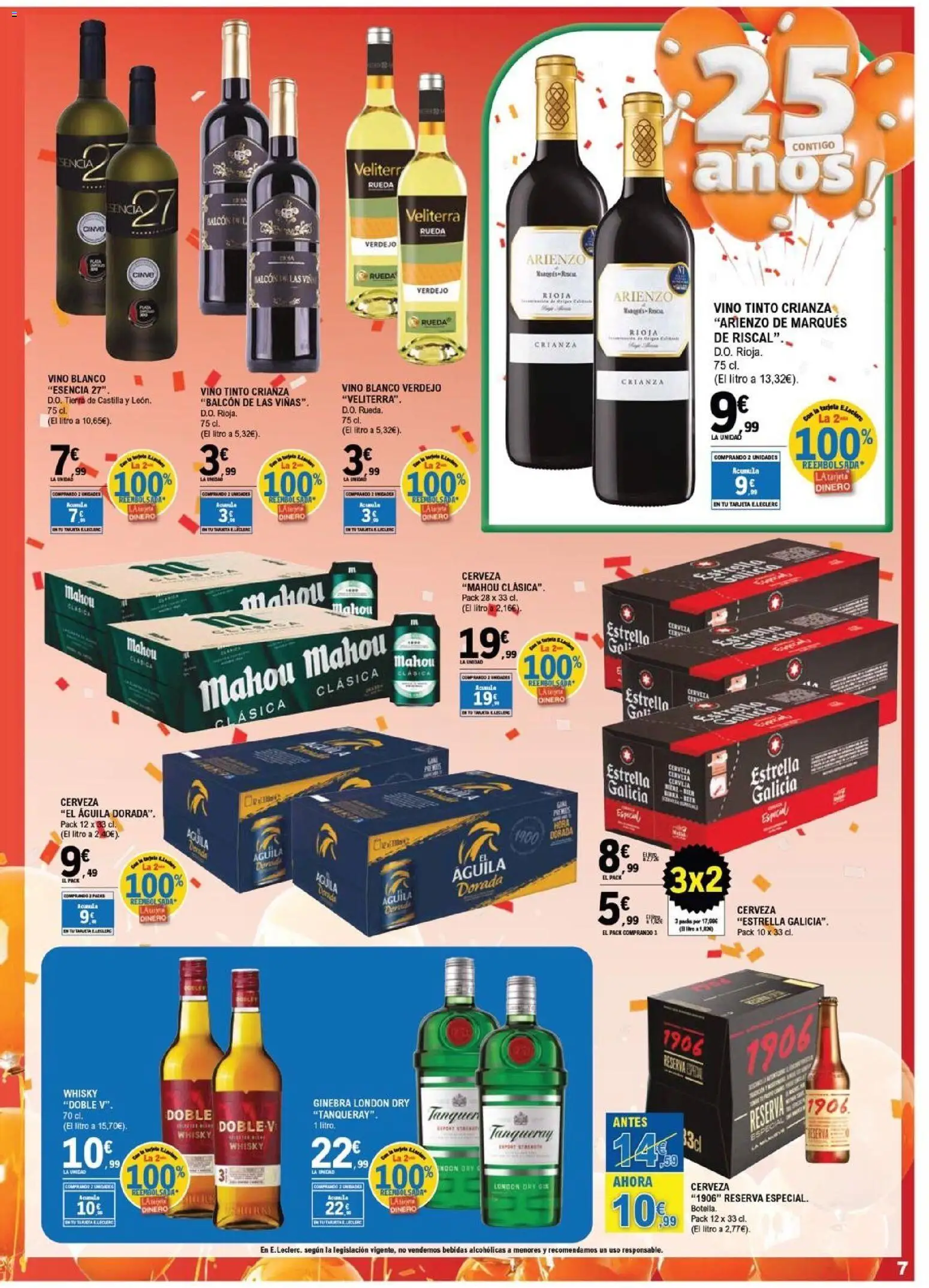 E.Leclerc folleto Salamanca │ válido desde el 15/07/2026 | Página: 7 | Productos: Vino, Cerveza, Ginebra, Whisky