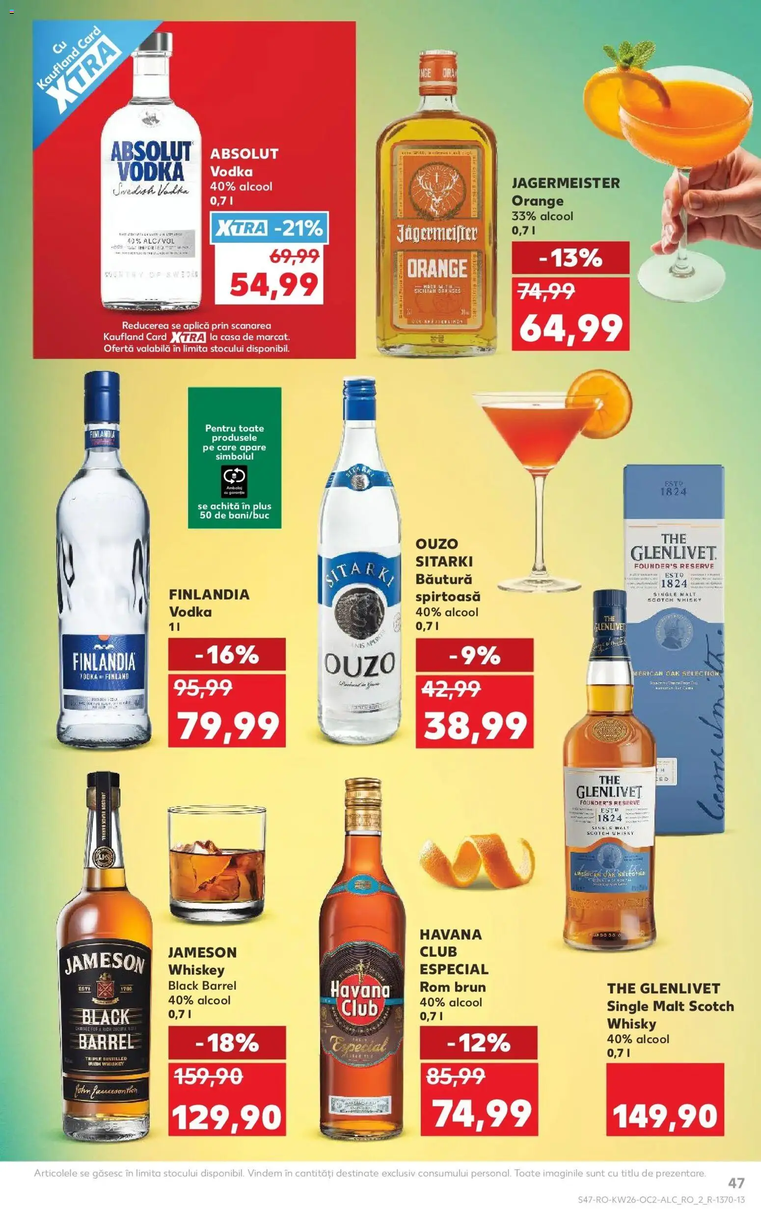 Noul catalog Kaufland – valabil de la 24.06.2026 | Pagină: 47 | Produse: Rom, Vodka, Whiskey