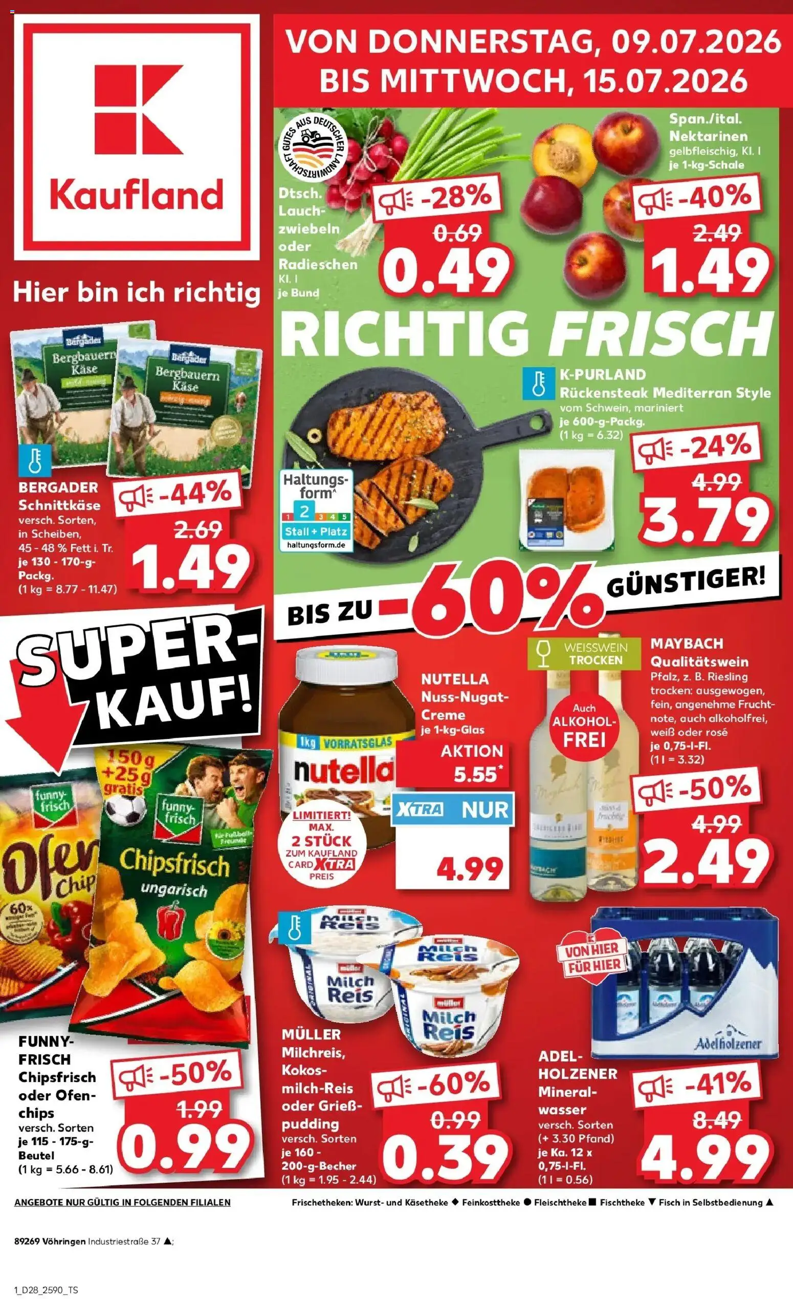 Kaufland Prospekt Vöhringen – gültig ab 09.07.2026 | Seite: 1 | Produkte: Ofen, Nektarinen, Käse, Creme