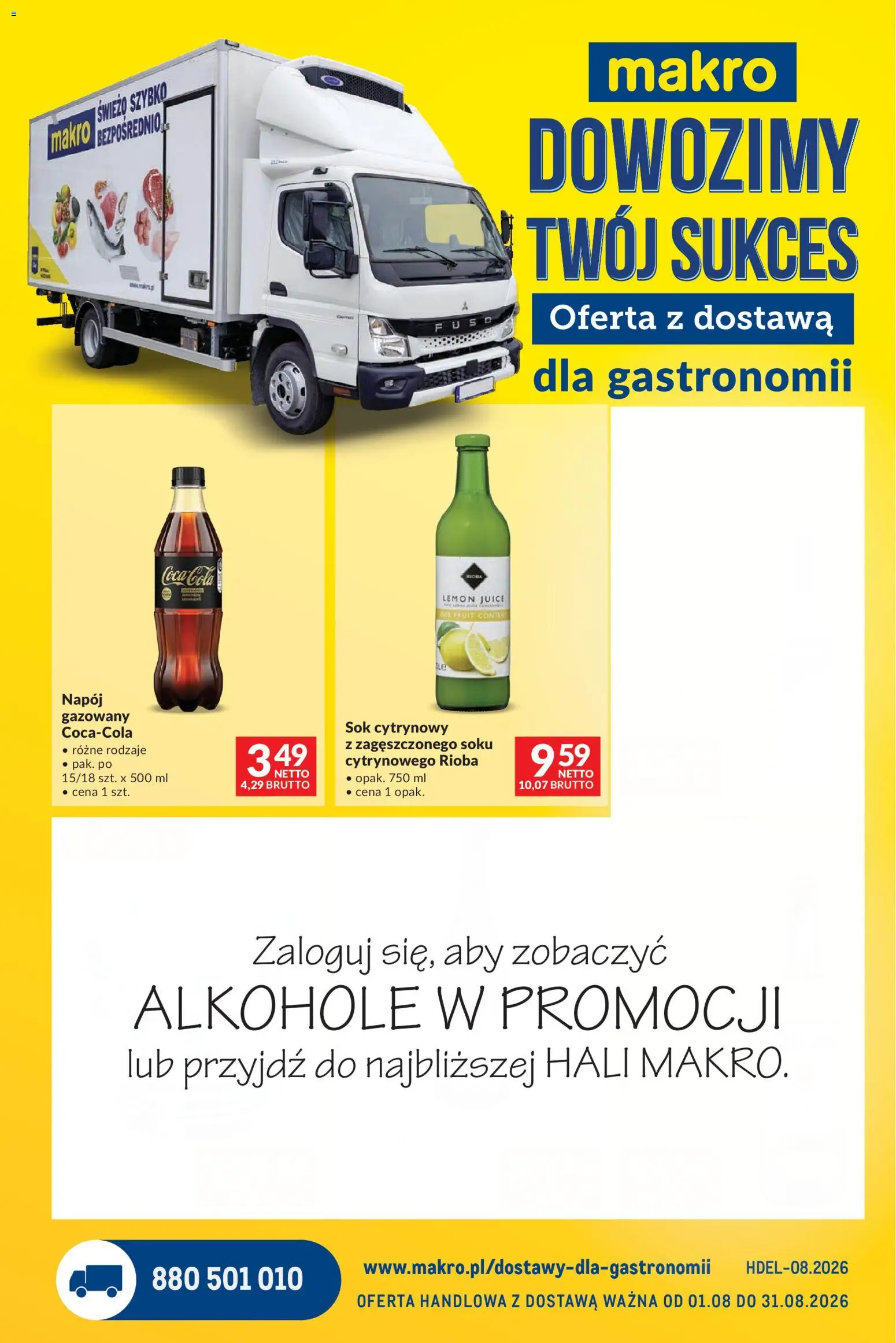 Makro gazetka - Dostawy dla gastronomii od 01.08.2026 | Strona: 1 | Produkty: Coca cola, Sok