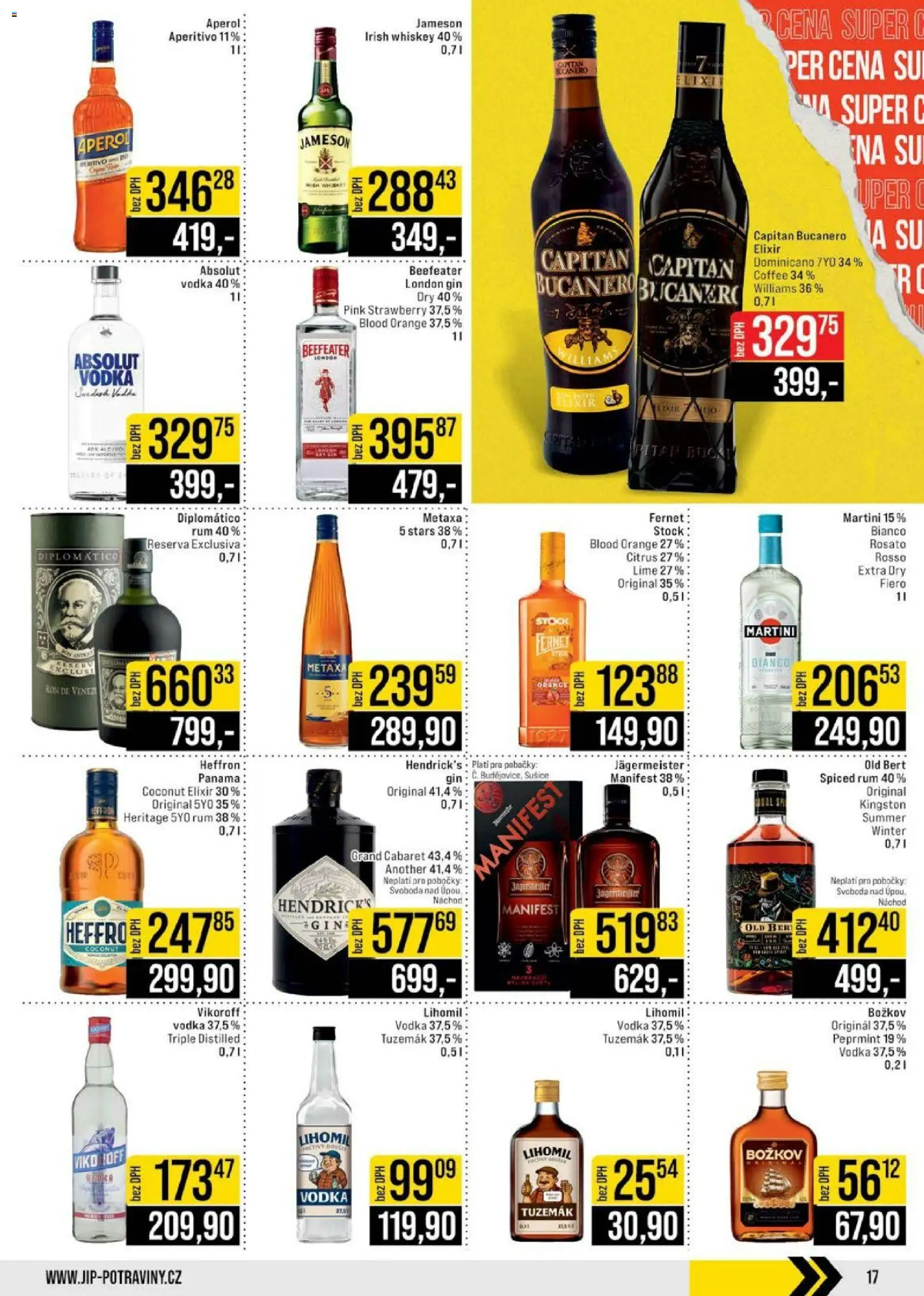 Jip leták - Cash & Carry od 01.07.2026 | Strana: 17 | Produkty: Whiskey, Gin, Aperitivo, Božkov
