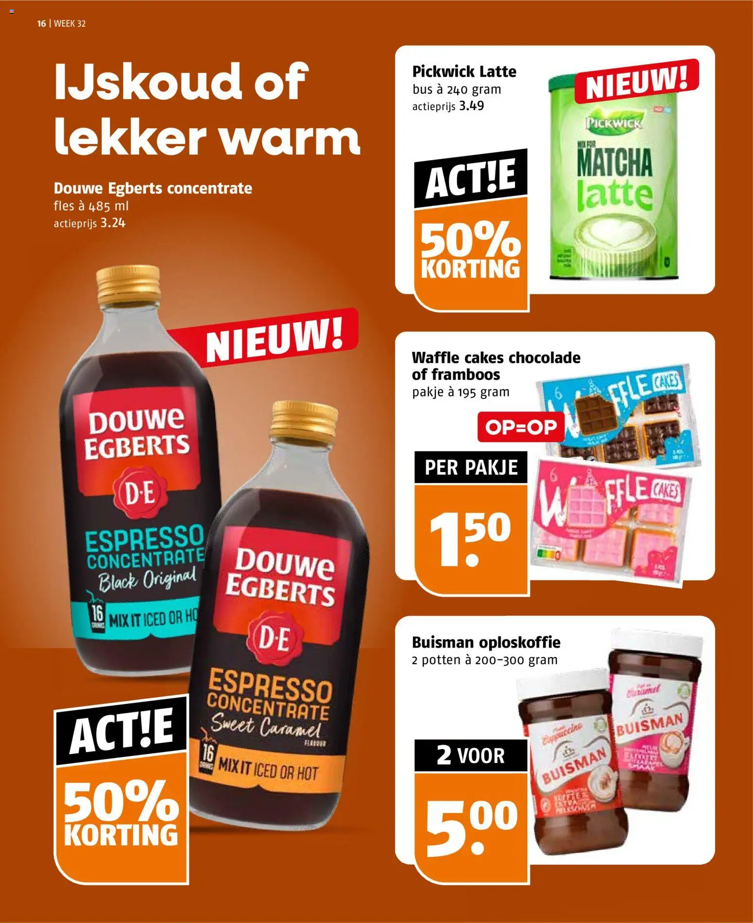 {H1} | Pagina: 16 | Producten: Chocolade, Fles, Oploskoffie