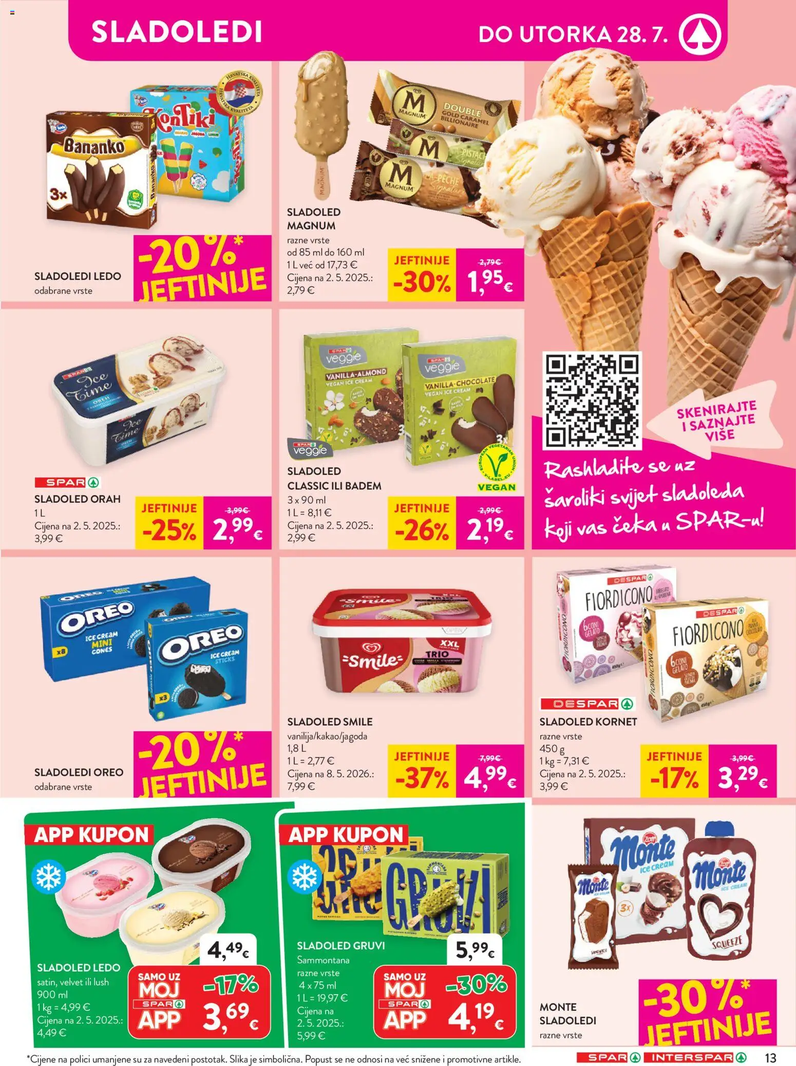 Spar katalog | vrijedi od 22.07.2026 | Stranica: 21 | Proizvodi: Sladoled, Badem, Kornet, Orah